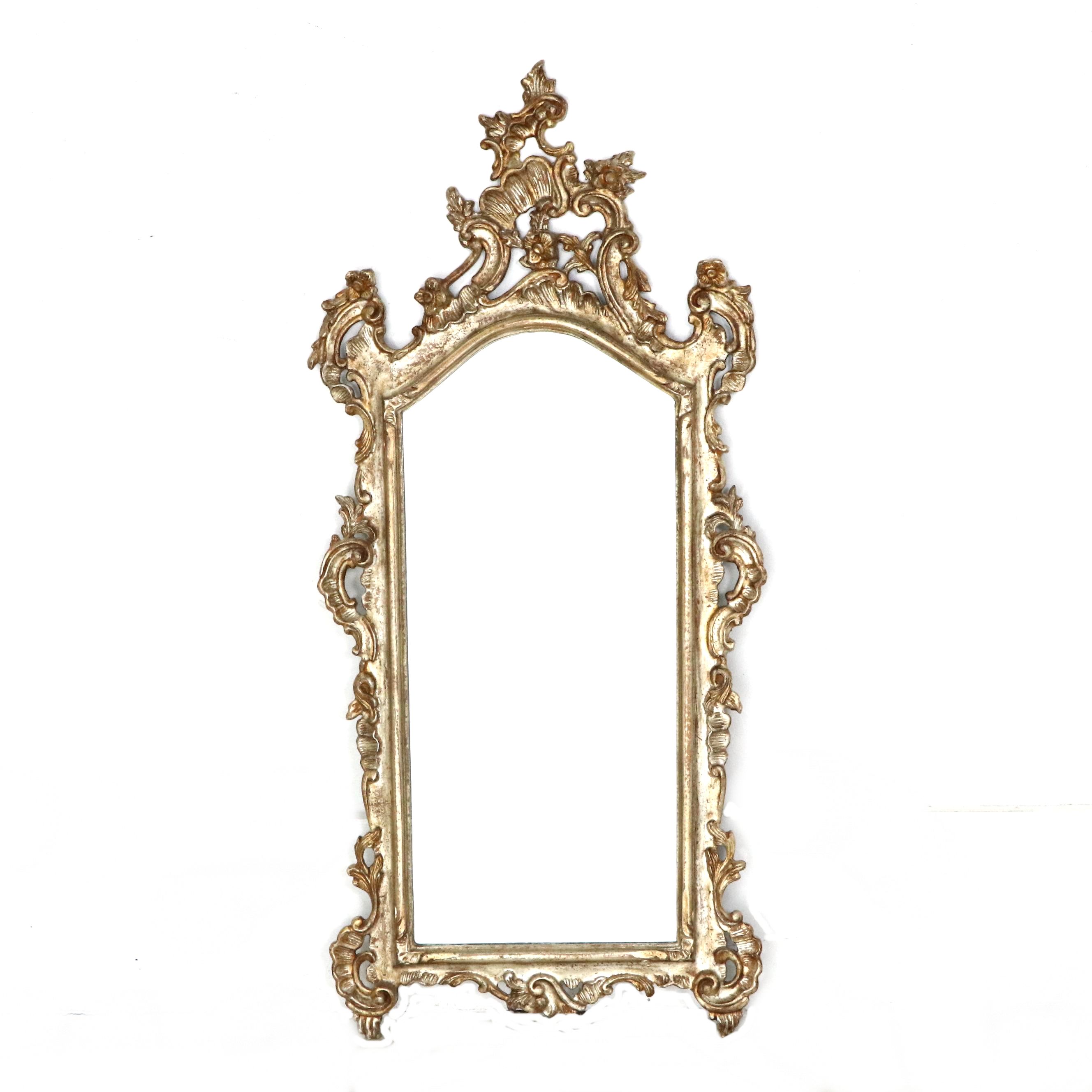 Italian Rococo Style Giltwood and Gesso Wall Mirror, Antique