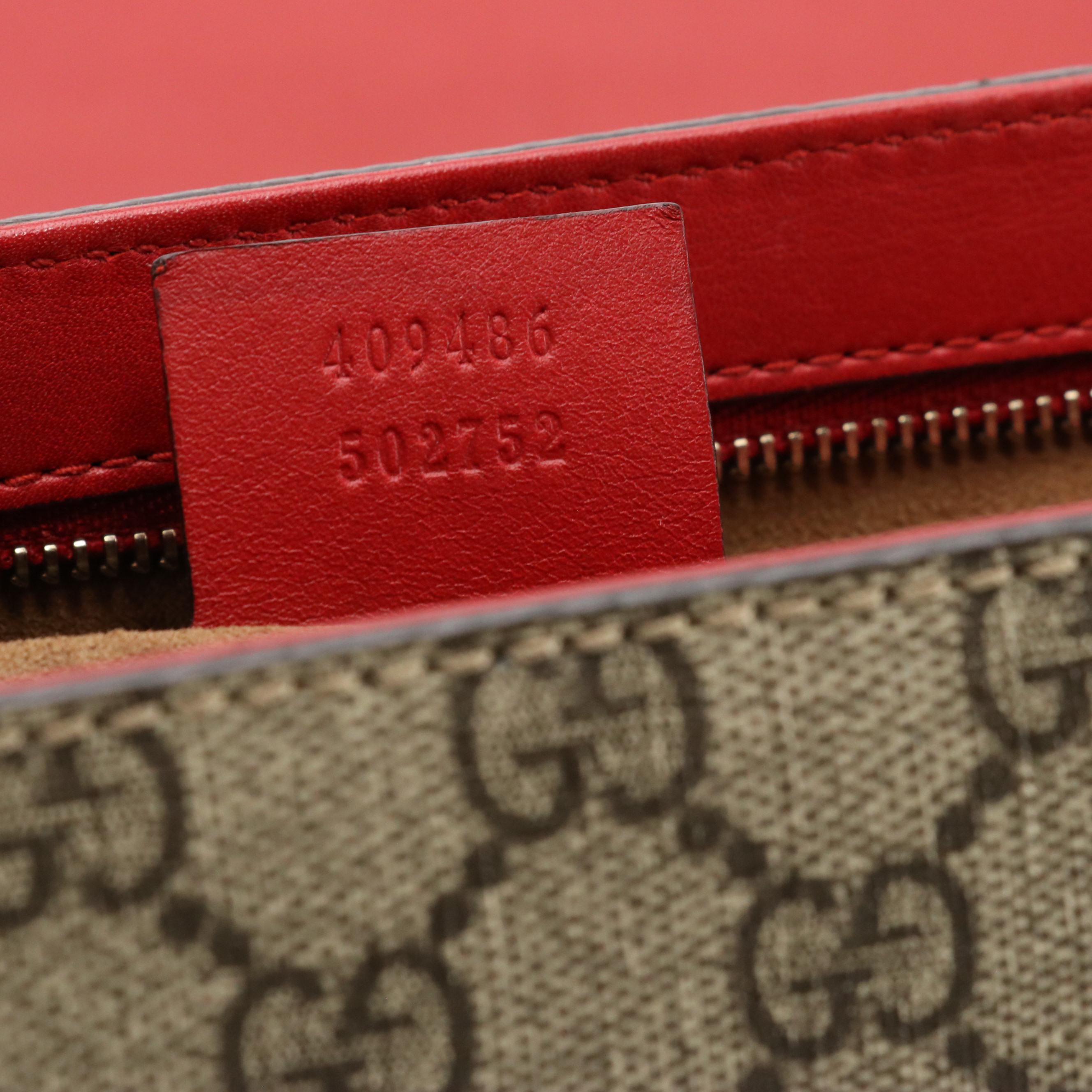 Gucci Padlock Medium Shoulder Bag in GG Supreme Canvas and Red/Pink Leather