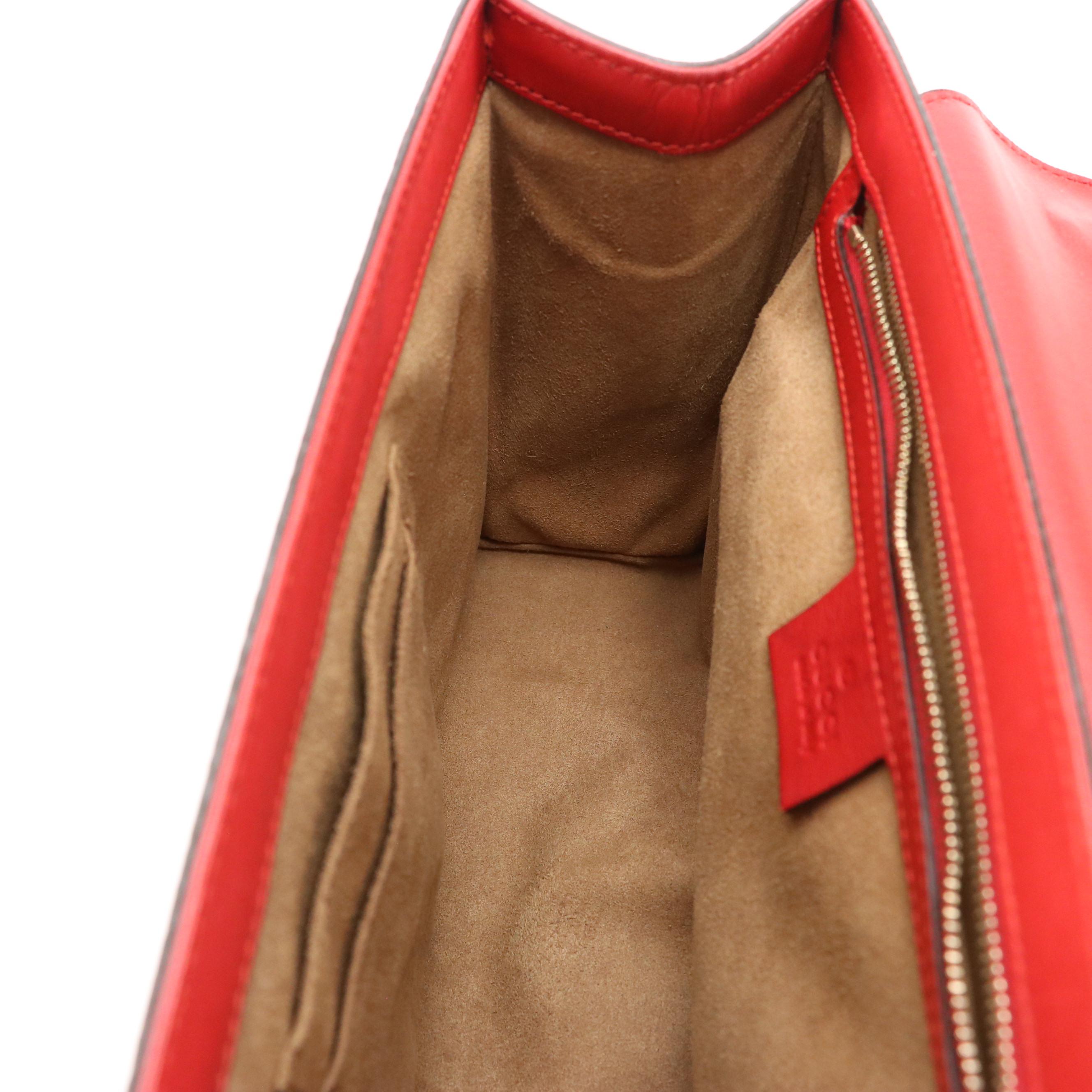 Gucci Padlock Medium Shoulder Bag in GG Supreme Canvas and Red/Pink Leather