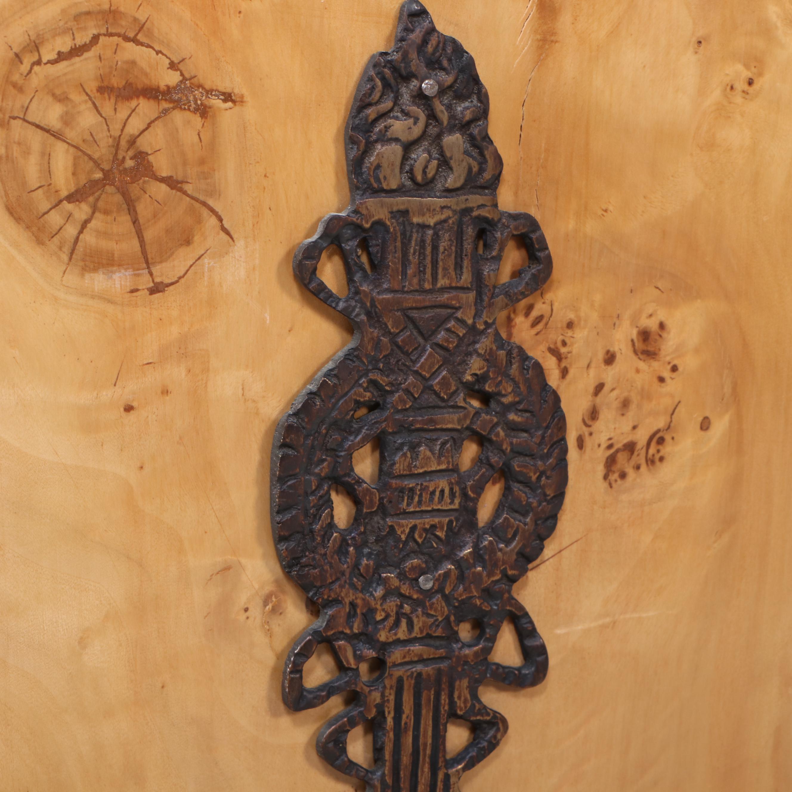 Maple Burlwood Veneer Pillar with Metal Accents