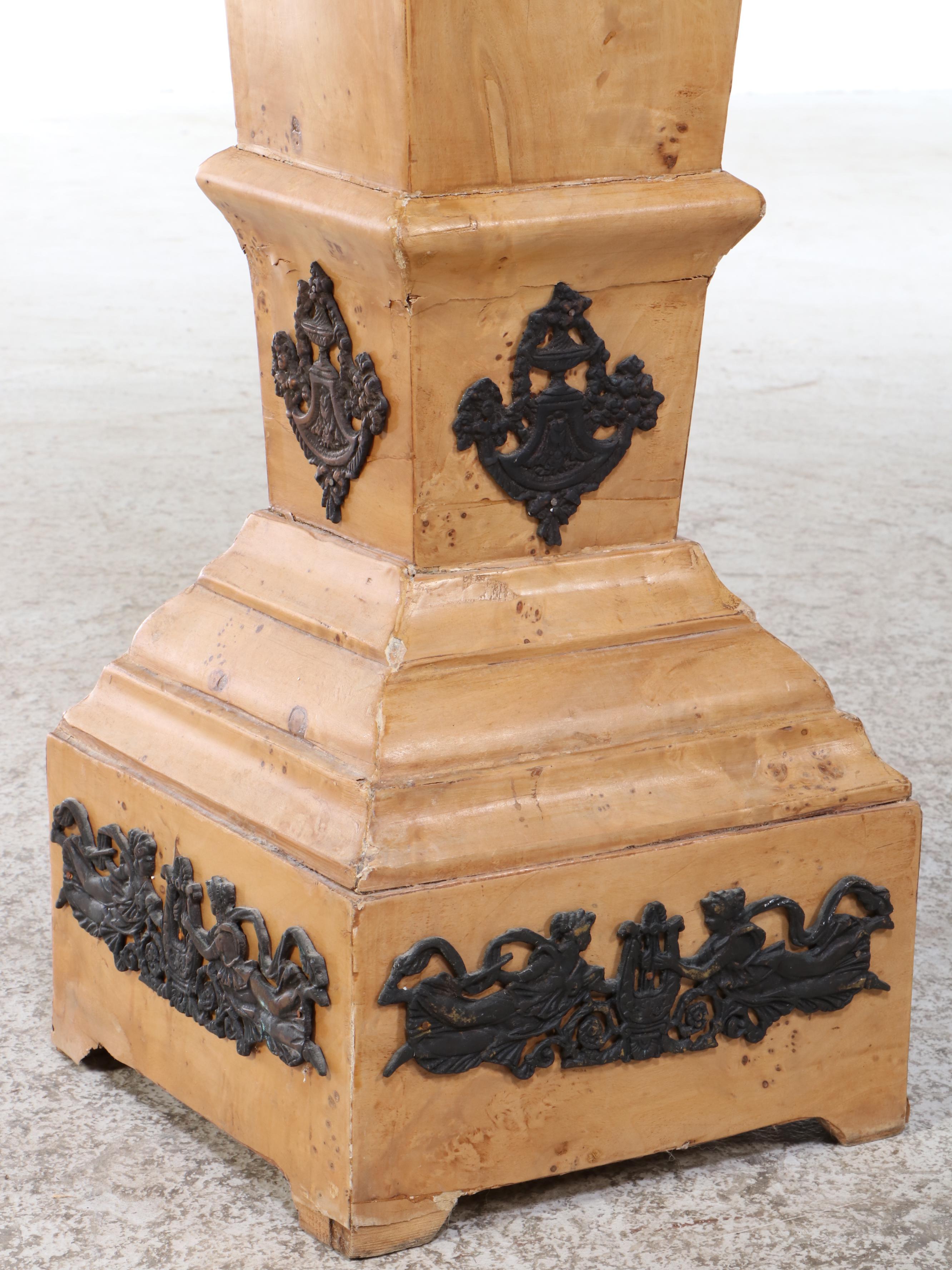 Maple Burlwood Veneer Pillar with Metal Accents