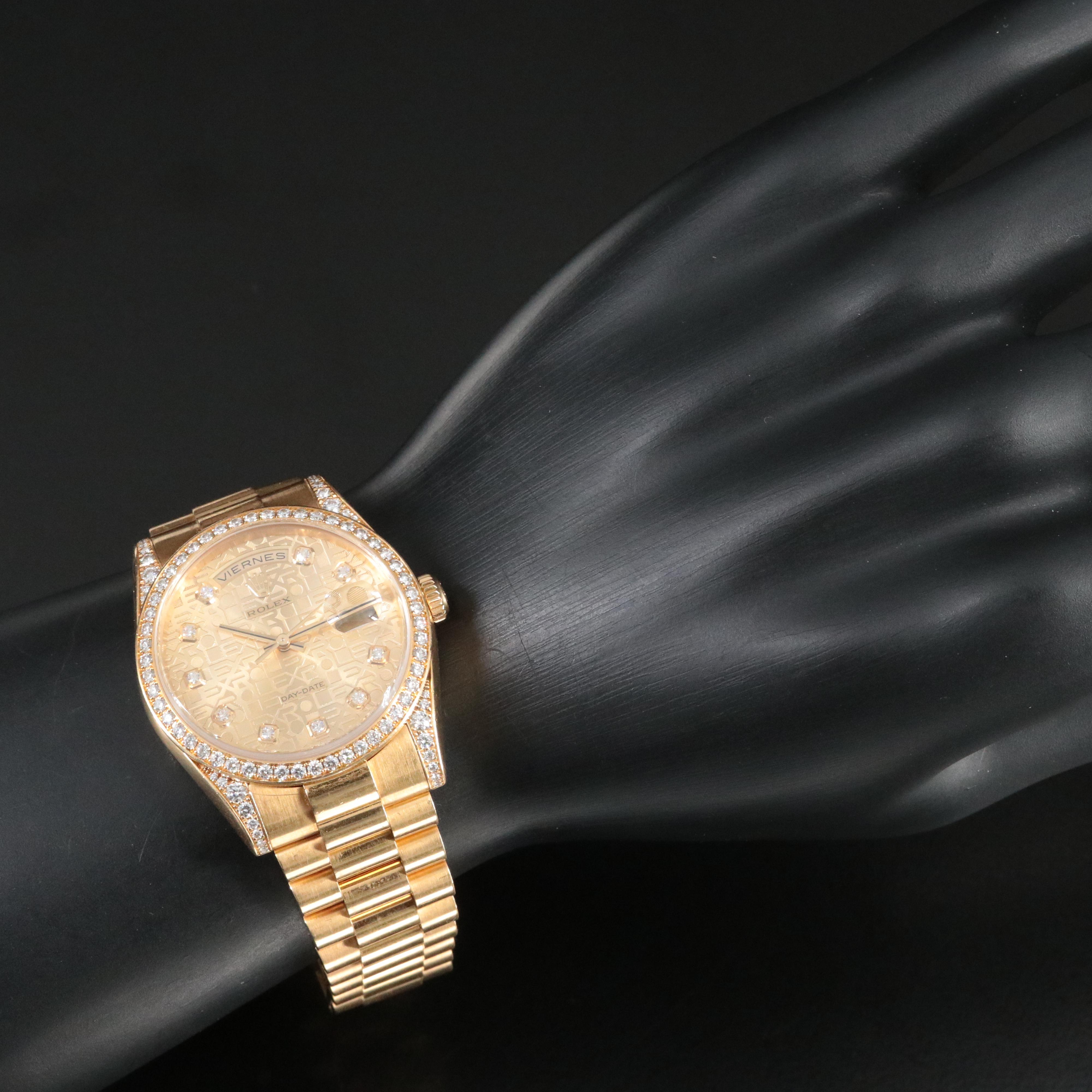 2001 Rolex Factory Diamond Case Jubilee Dial Day-Date President Watch