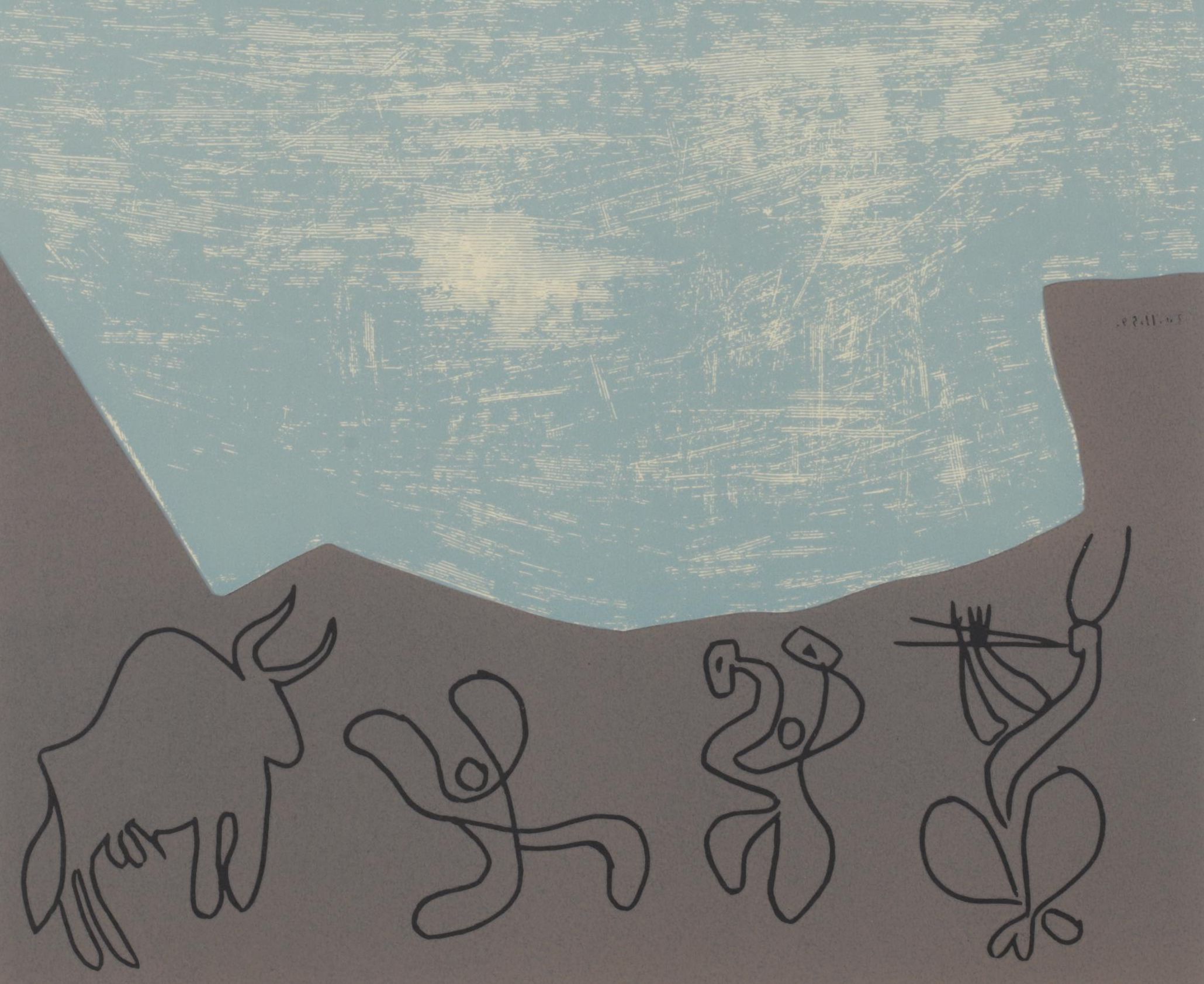 Pablo Picasso Linocut "Bacchanal with Bull," 1962