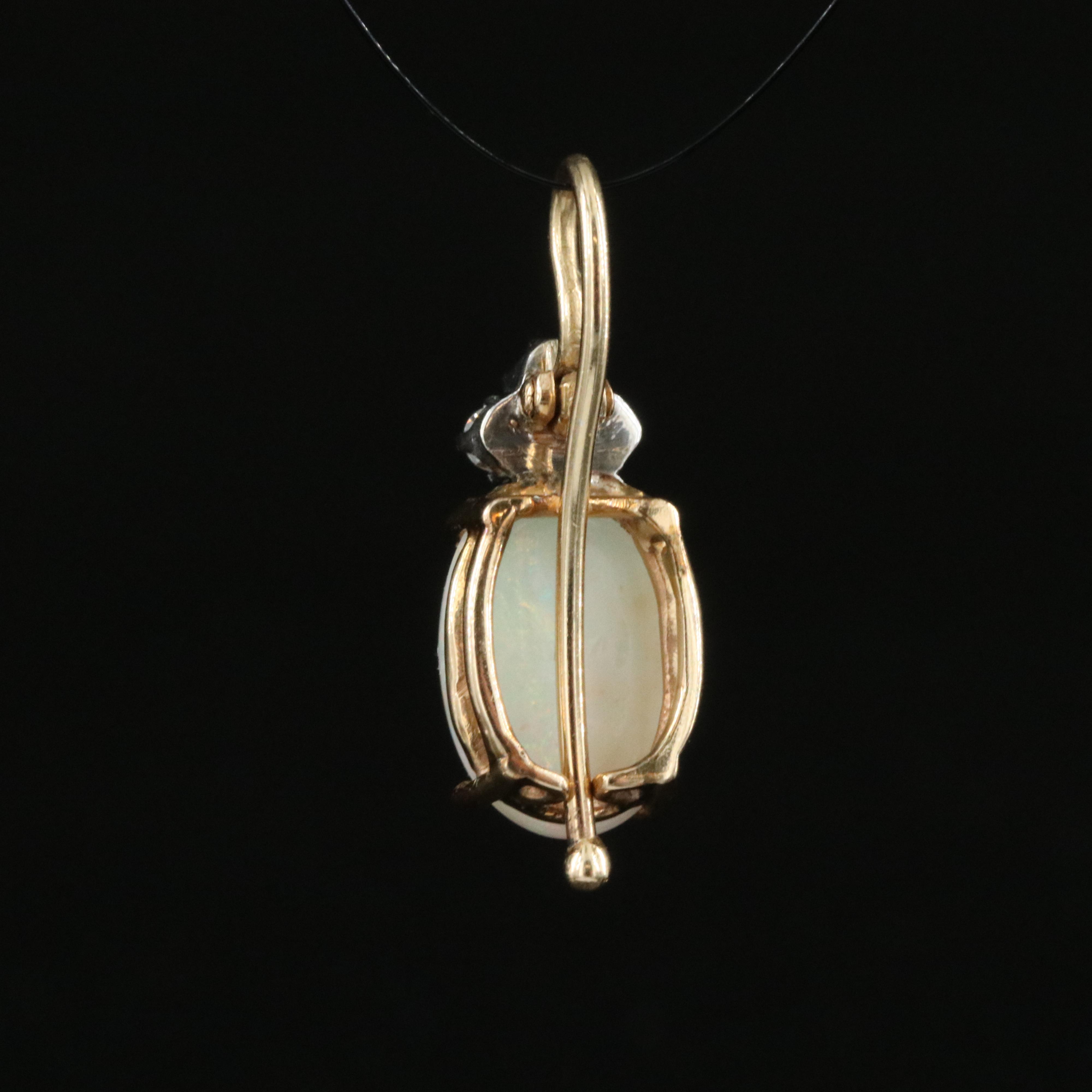 14K Opal and Diamond Enhancer Pendant