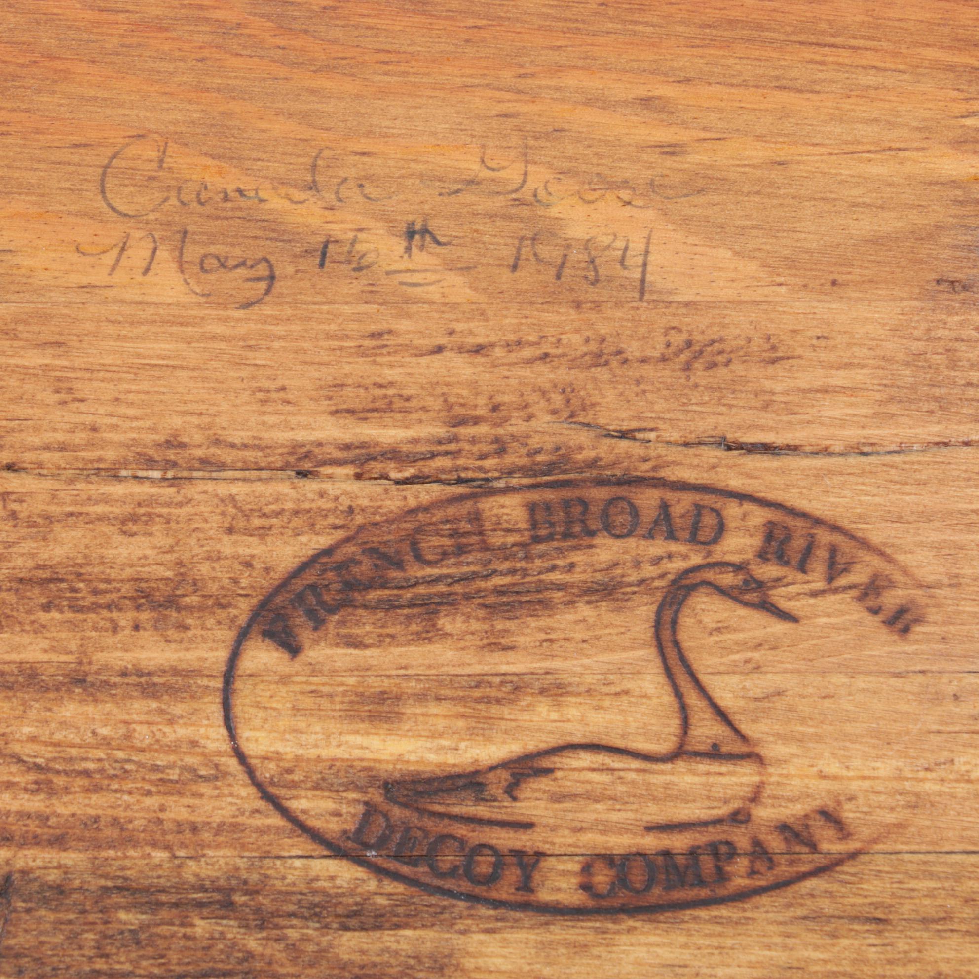 French Broad River Decoy Company Carved Wood Canada Goose, 1984