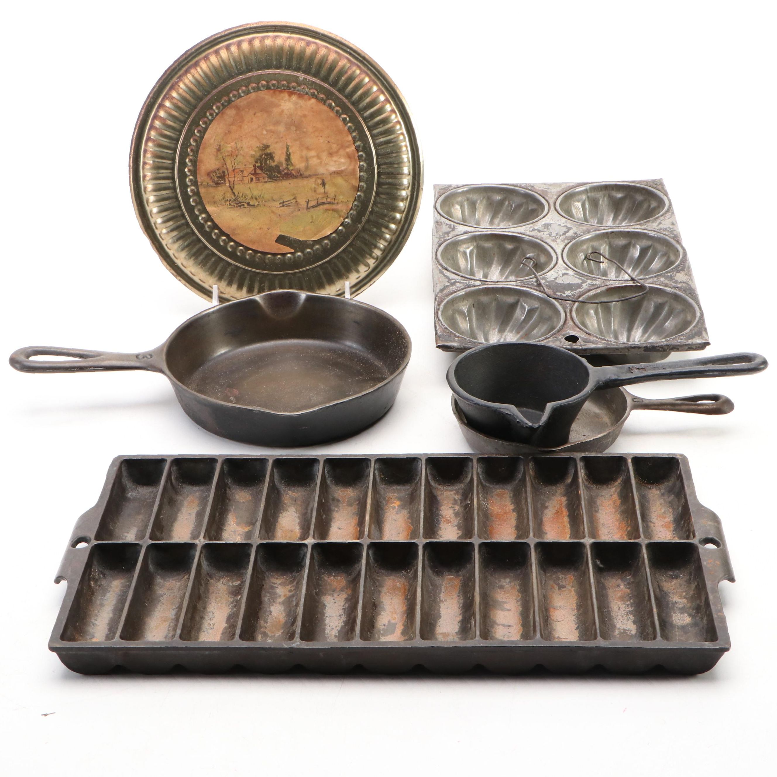 Griswold Cast Iron Breadstick Pan with Other Pots and Pans