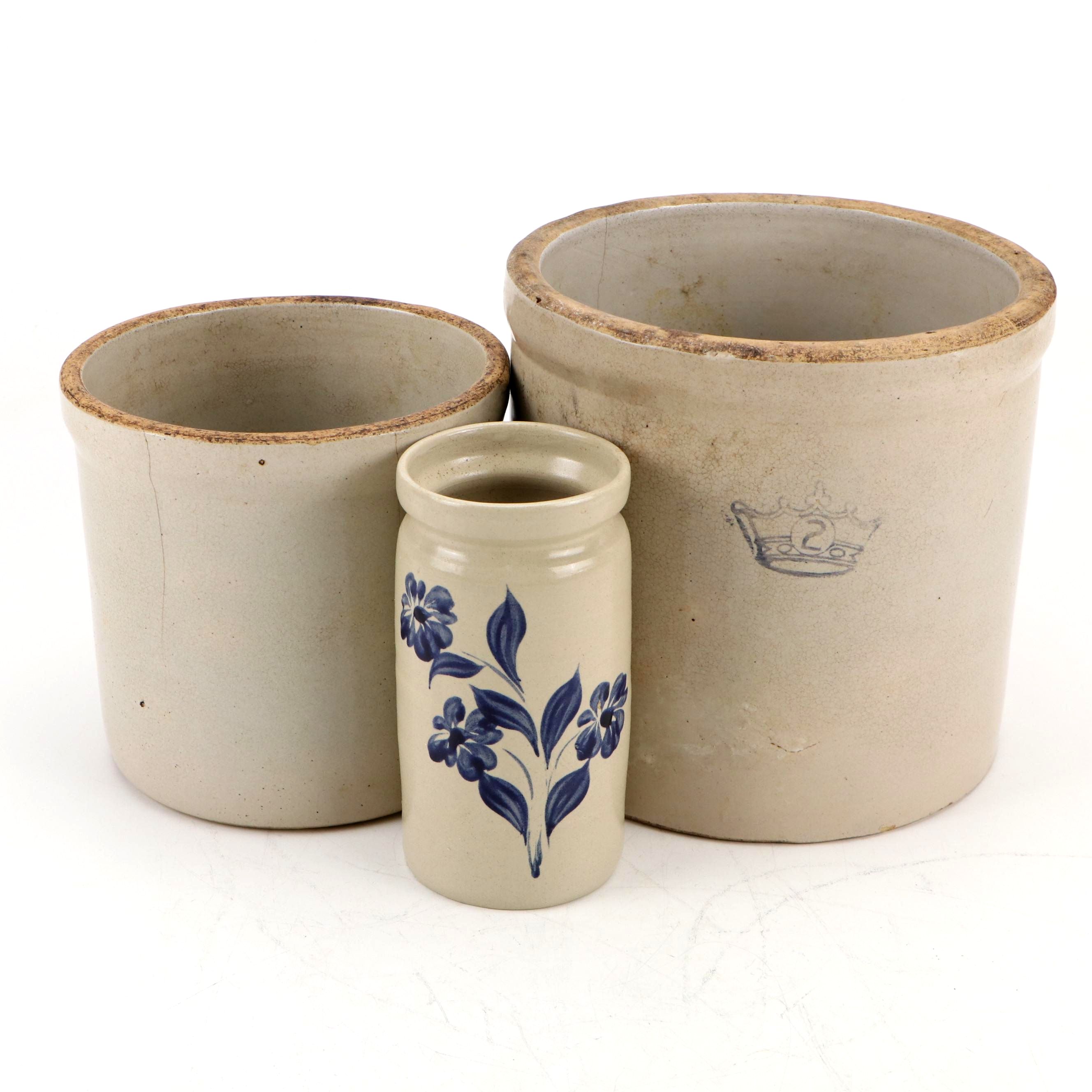 Maloney and Robinson Ransbottom Pottery Salt Glazed Stoneware Crocks
