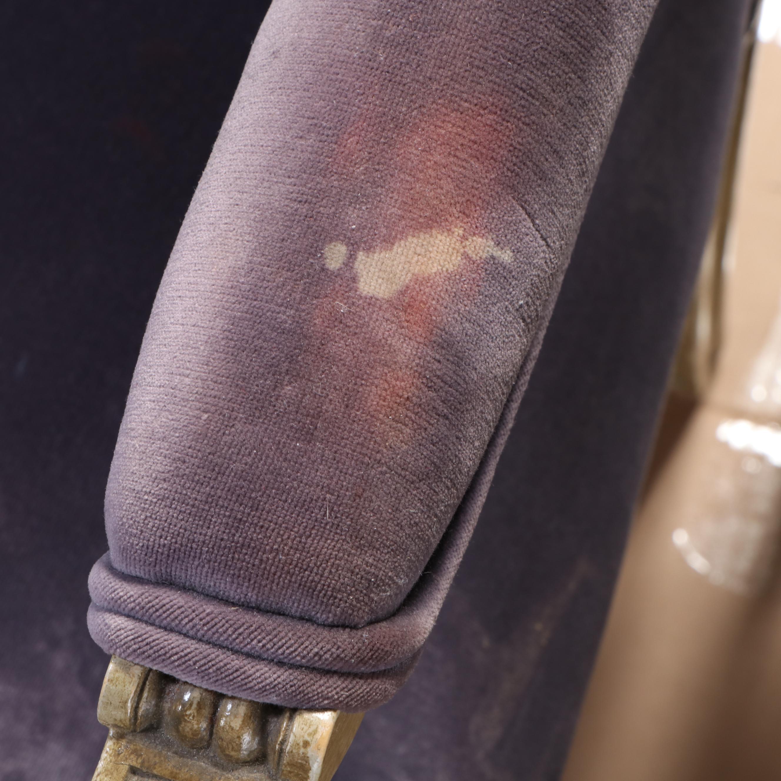 Pair of Louis XVI Style Cream-Painted and Purple Velvet Fauteuils, 20th Century