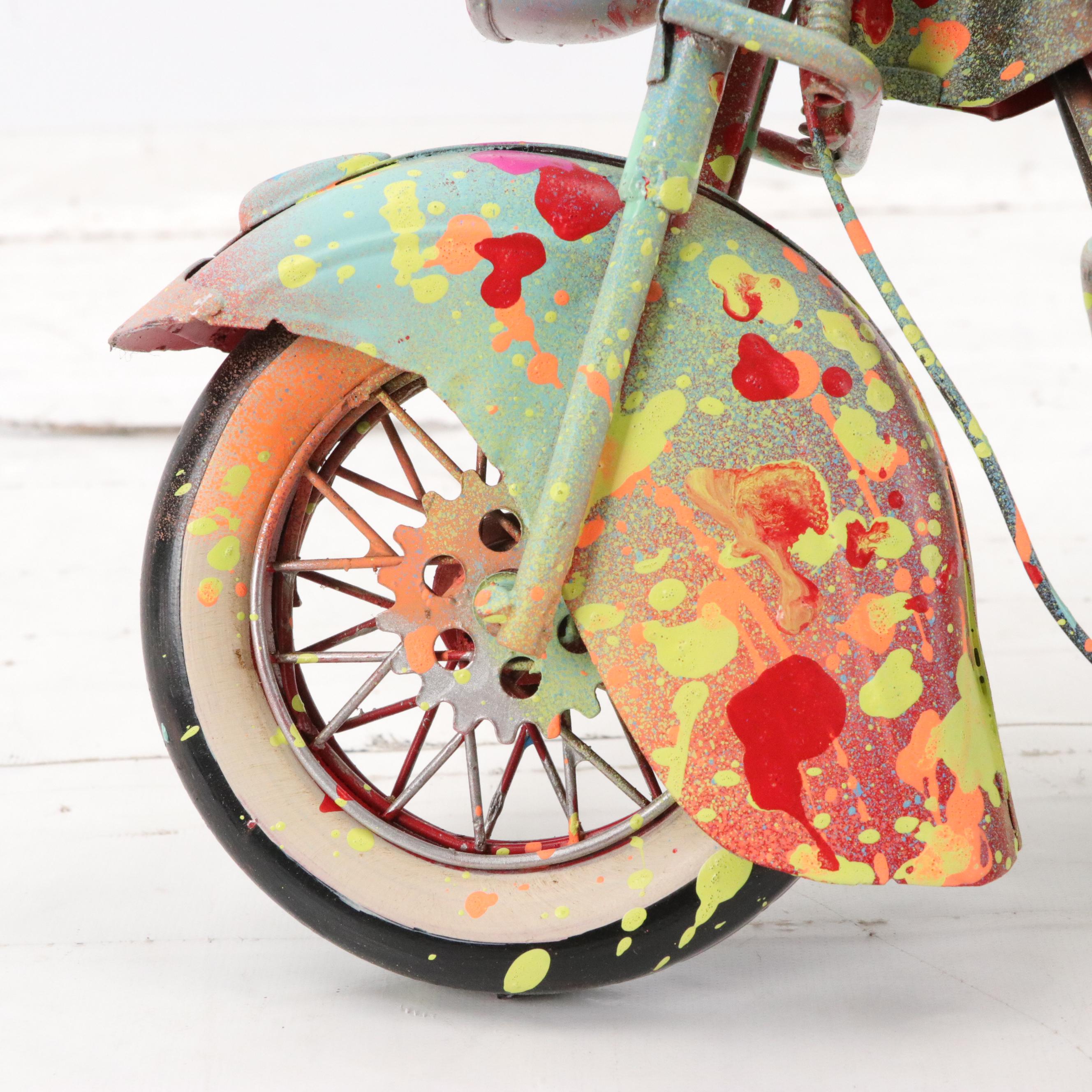 E.M. Zax Hand-Painted Metal Motorcycle Replica, 2024
