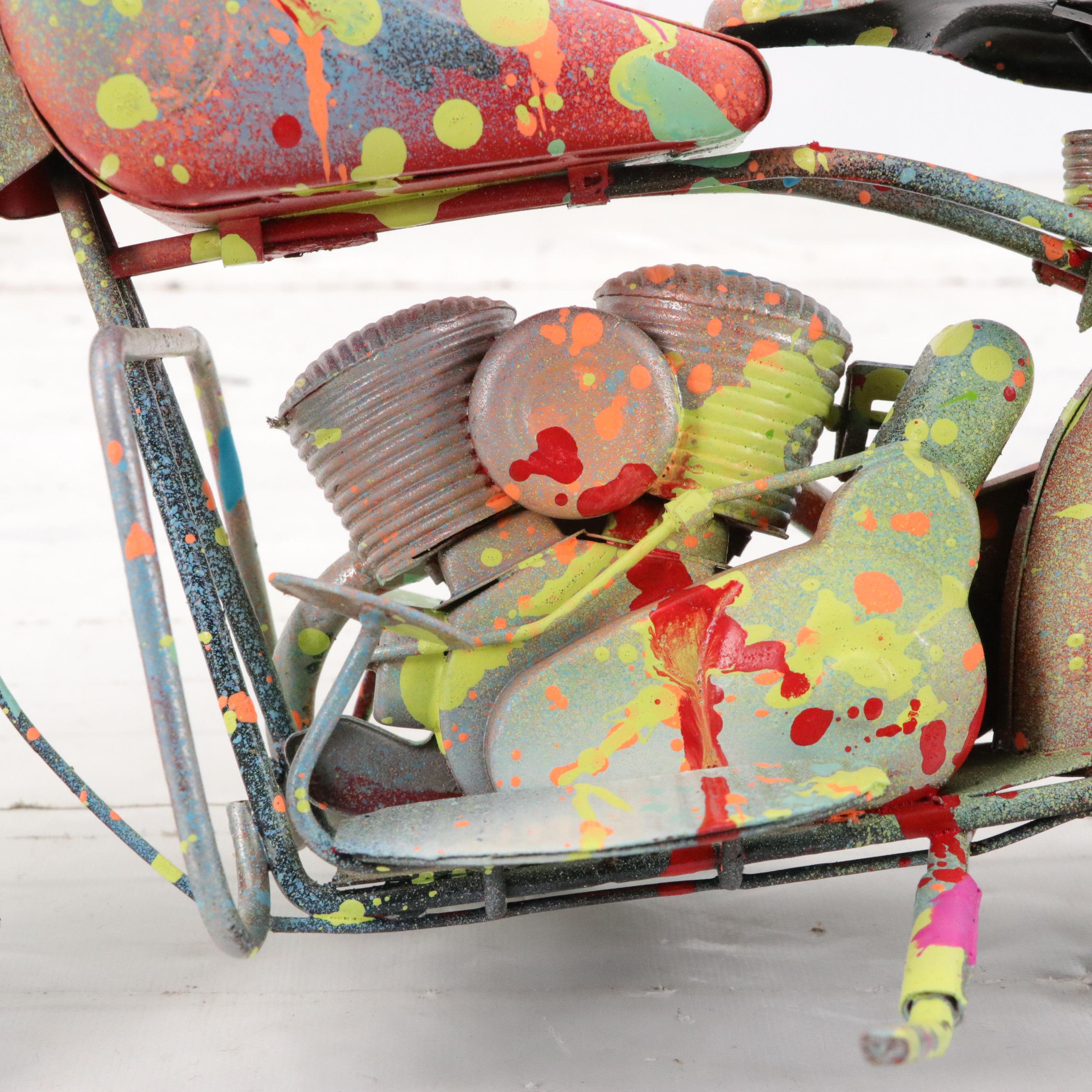 E.M. Zax Hand-Painted Metal Motorcycle Replica, 2024