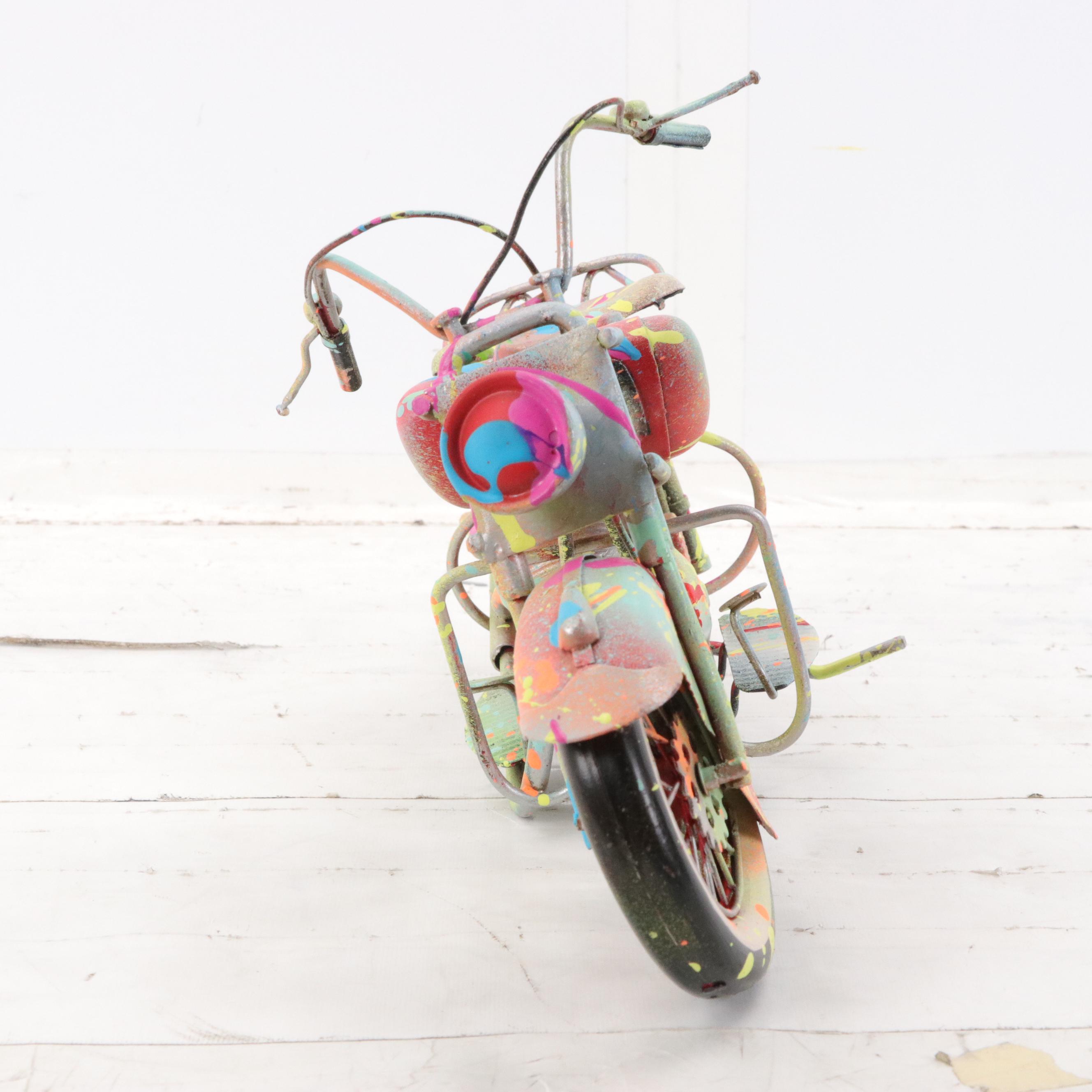 E.M. Zax Hand-Painted Metal Motorcycle Replica, 2024