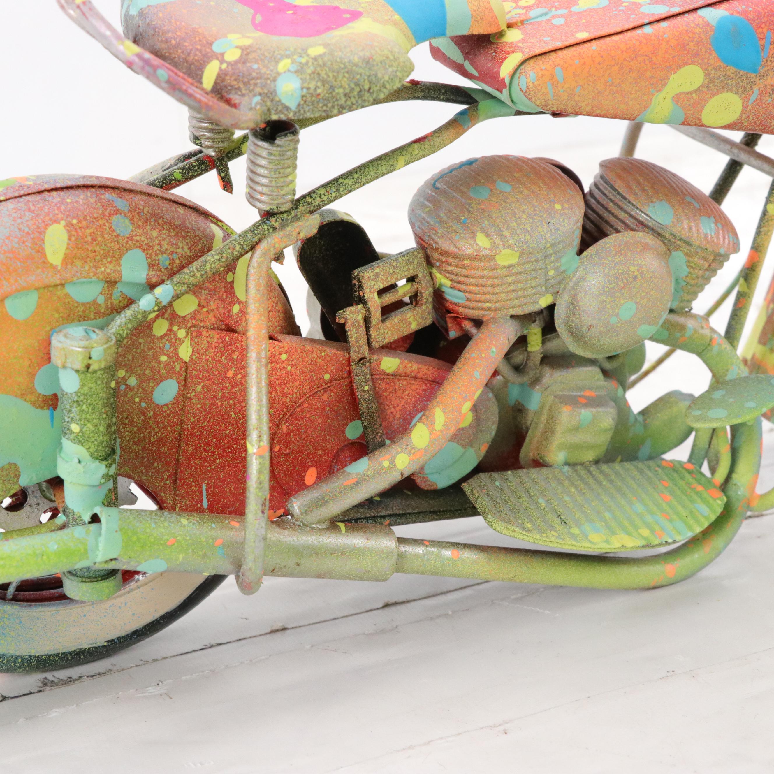 E.M. Zax Hand-Painted Metal Motorcycle Replica, 2024