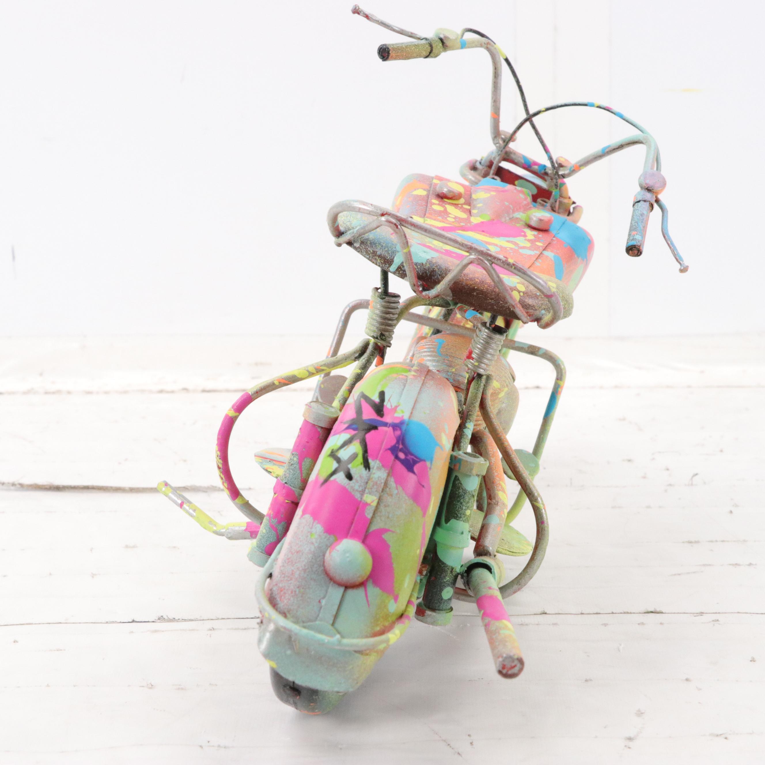 E.M. Zax Hand-Painted Metal Motorcycle Replica, 2024