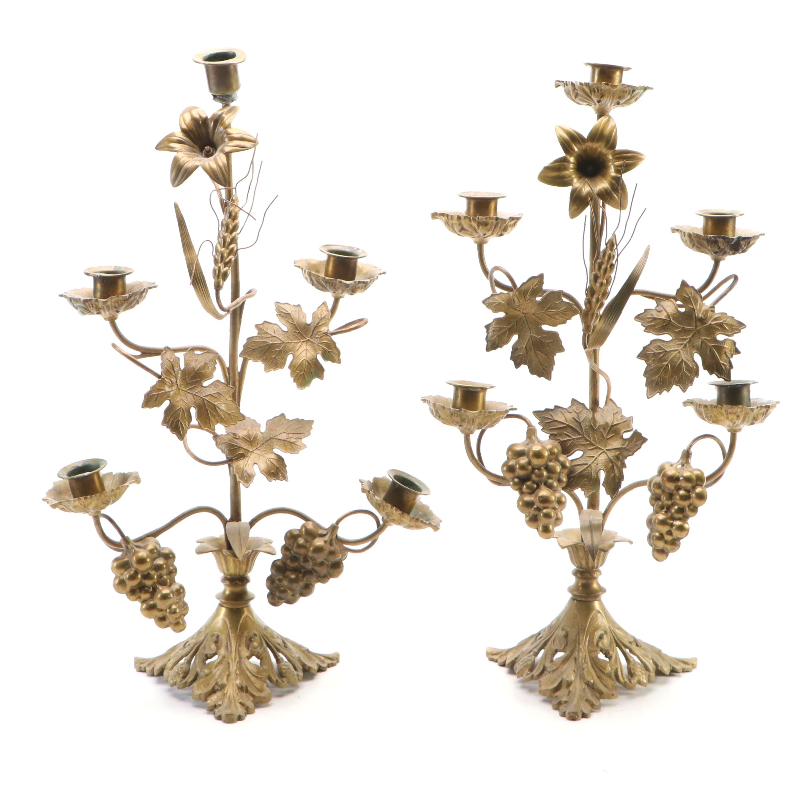 Pair of Brass Altar Candelabras