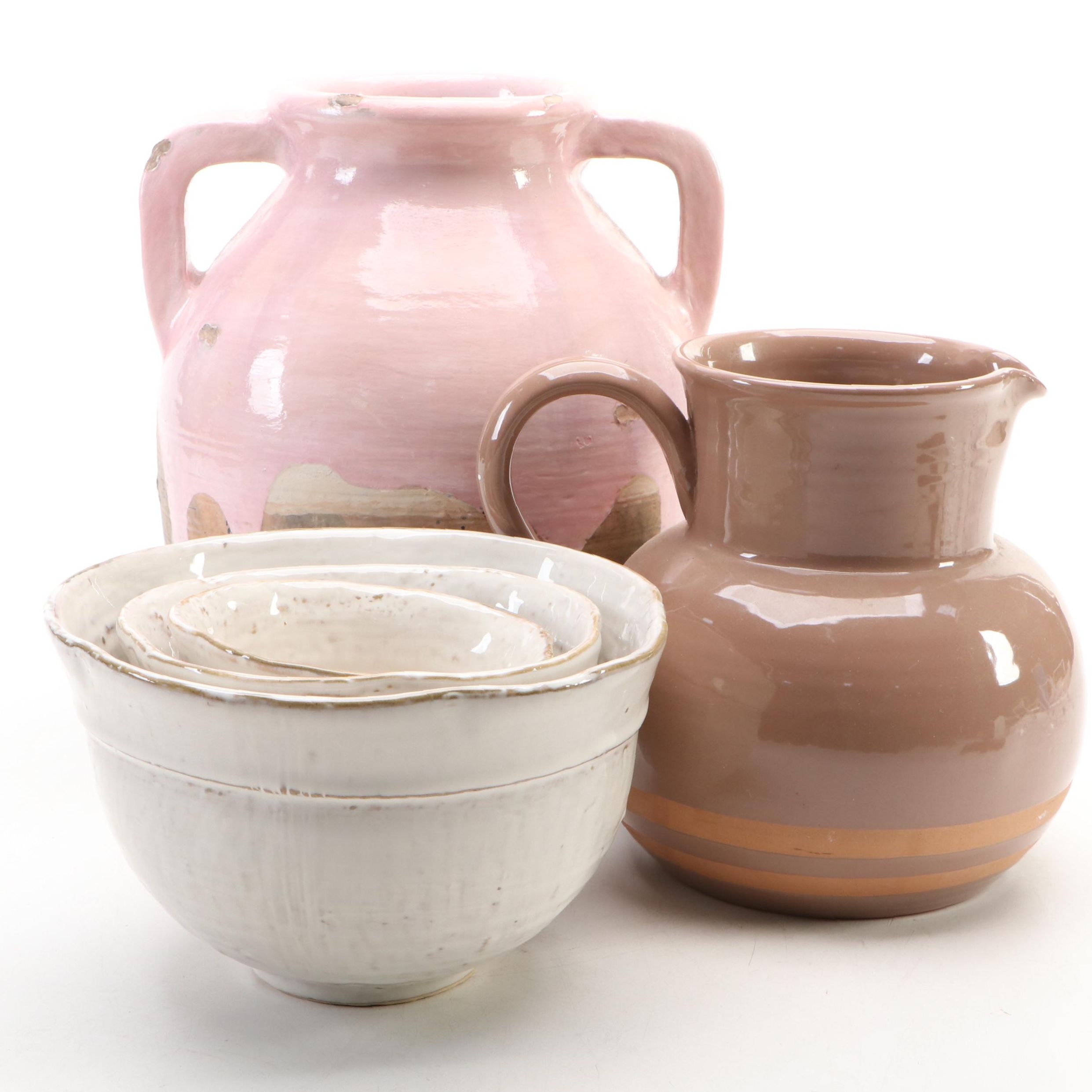 Ballard Designs Mayme Vase with Pitcher and Farmhouse Bowls