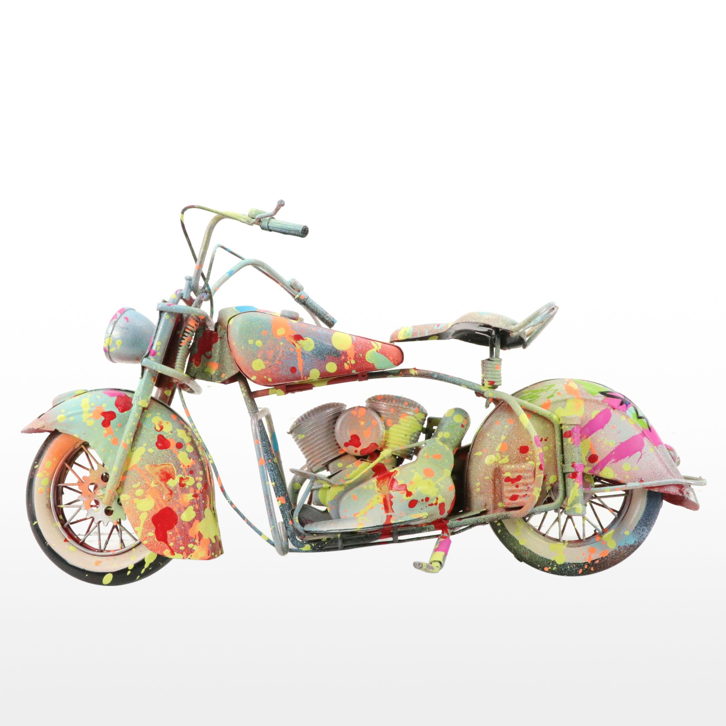 E.M. Zax Hand-Painted Metal Motorcycle Replica, 2024