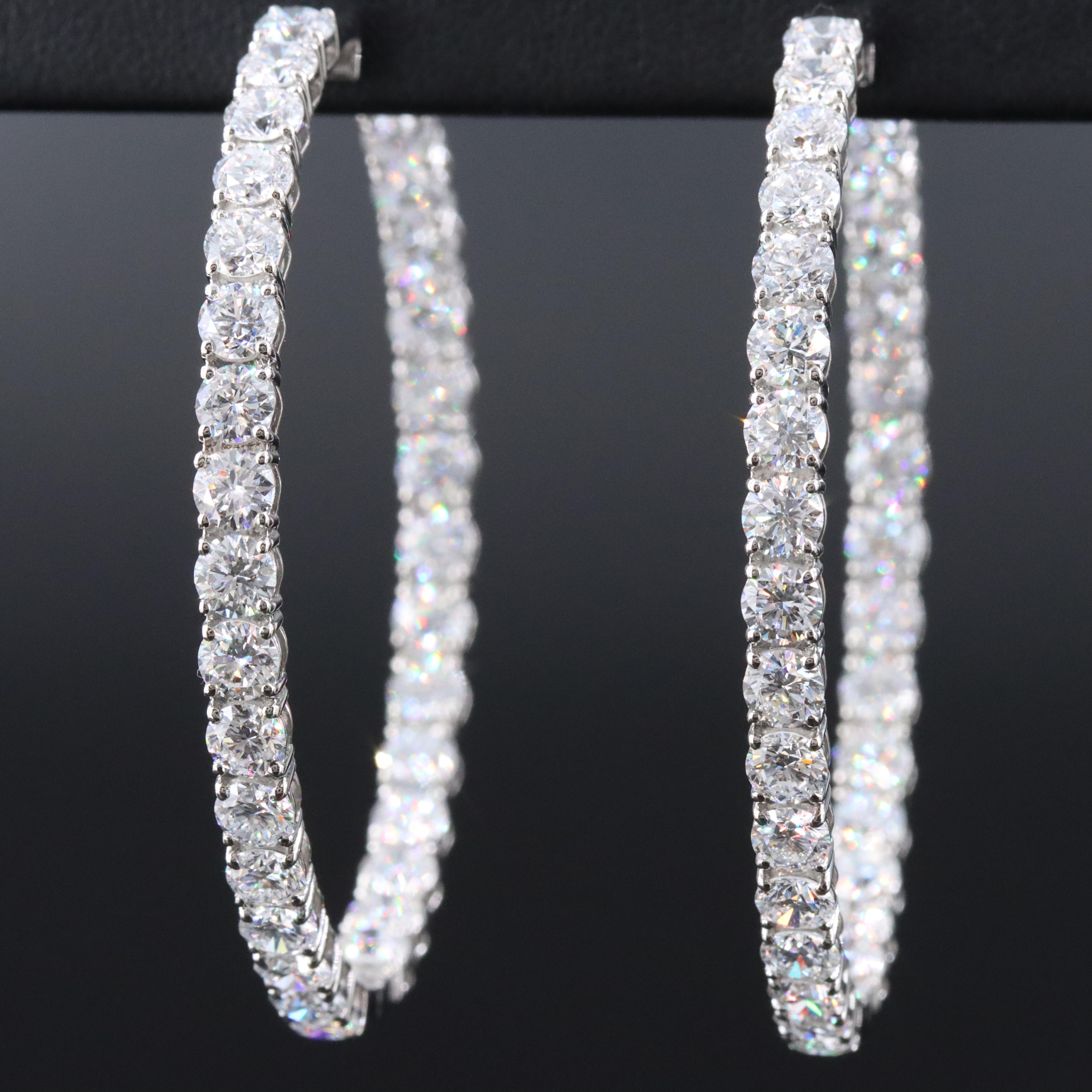 Platinum 11.10 CTW Lab Grown Diamond Inside Out Hoop Earrings