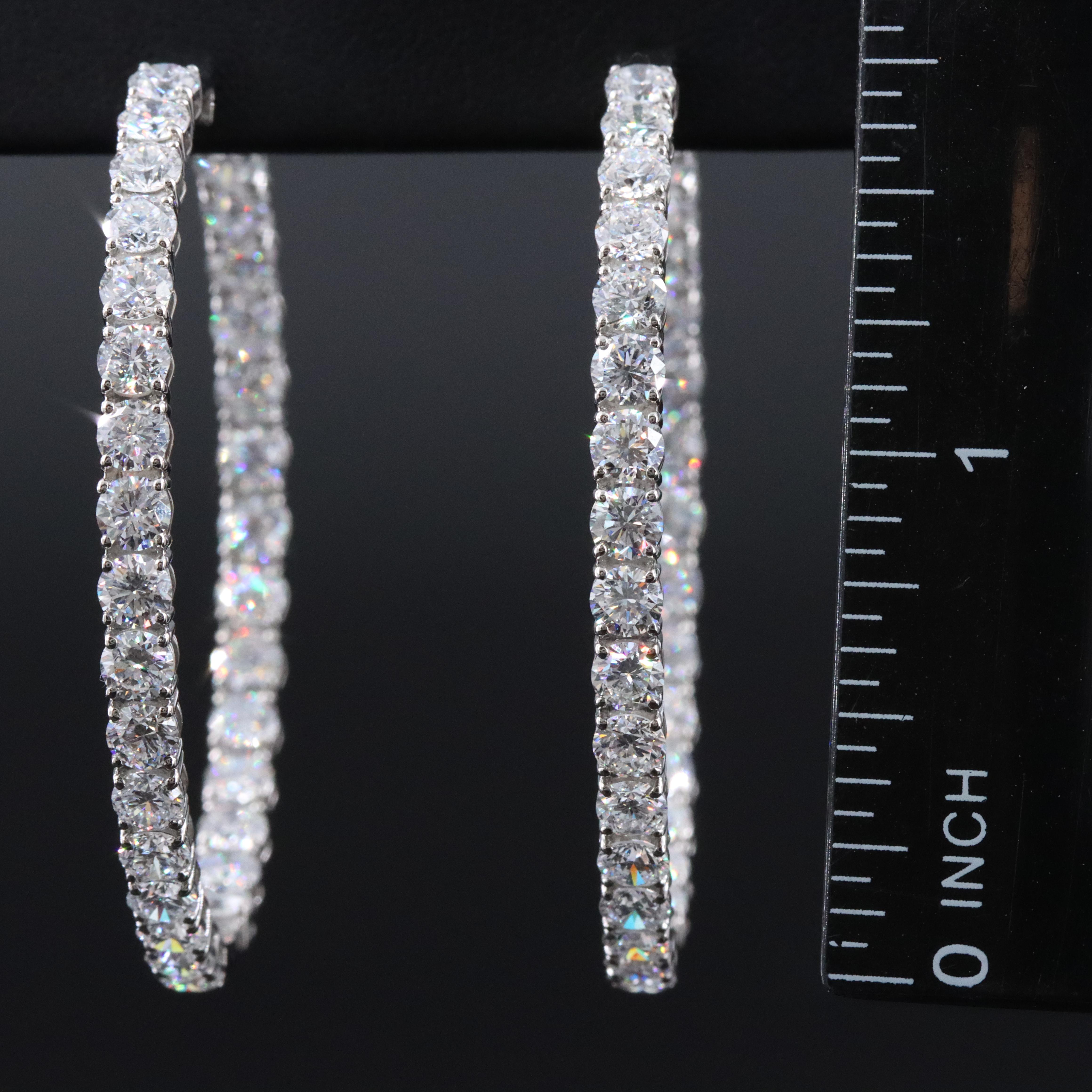 Platinum 11.10 CTW Lab Grown Diamond Inside Out Hoop Earrings