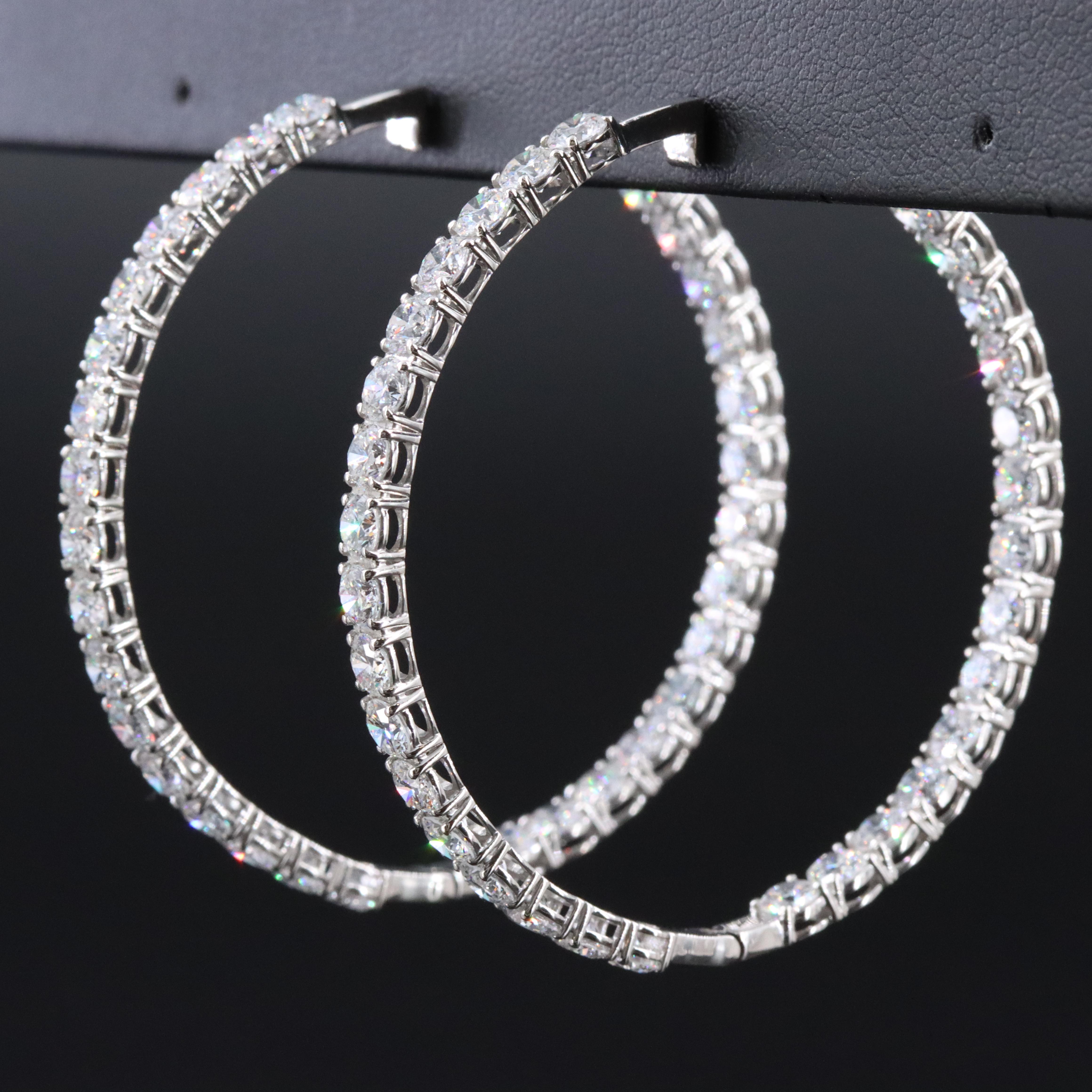 Platinum 11.10 CTW Lab Grown Diamond Inside Out Hoop Earrings