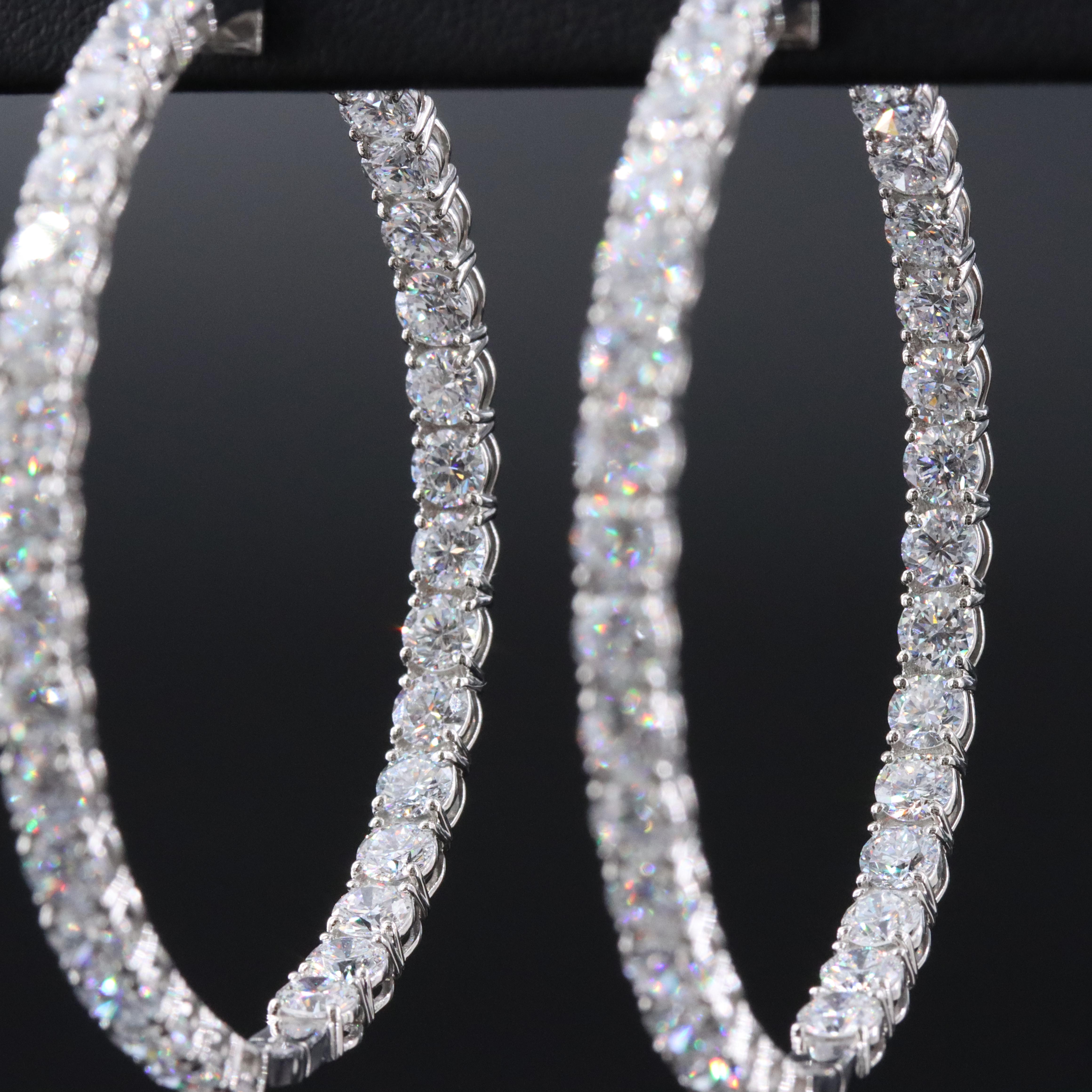 Platinum 11.10 CTW Lab Grown Diamond Inside Out Hoop Earrings