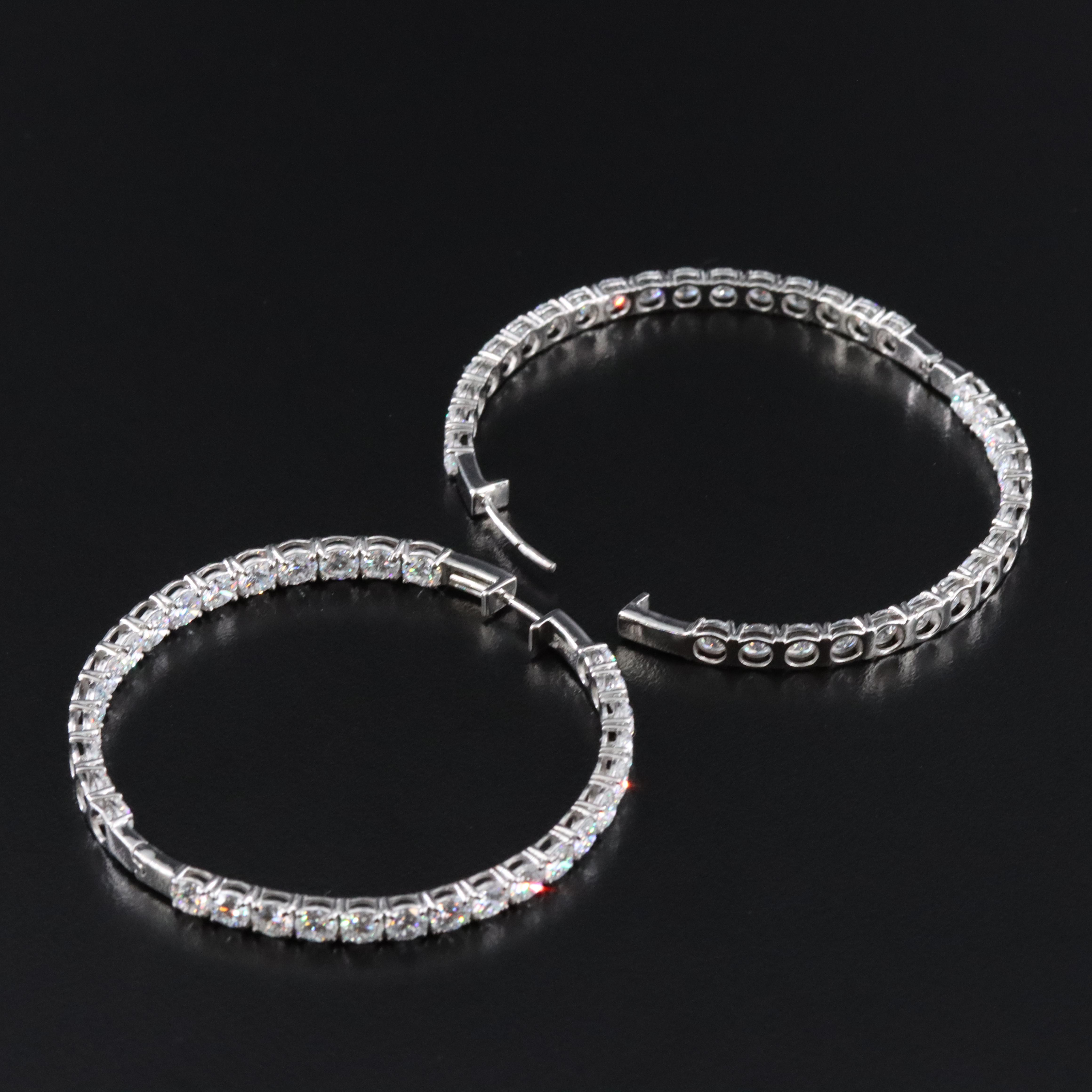 Platinum 11.10 CTW Lab Grown Diamond Inside Out Hoop Earrings