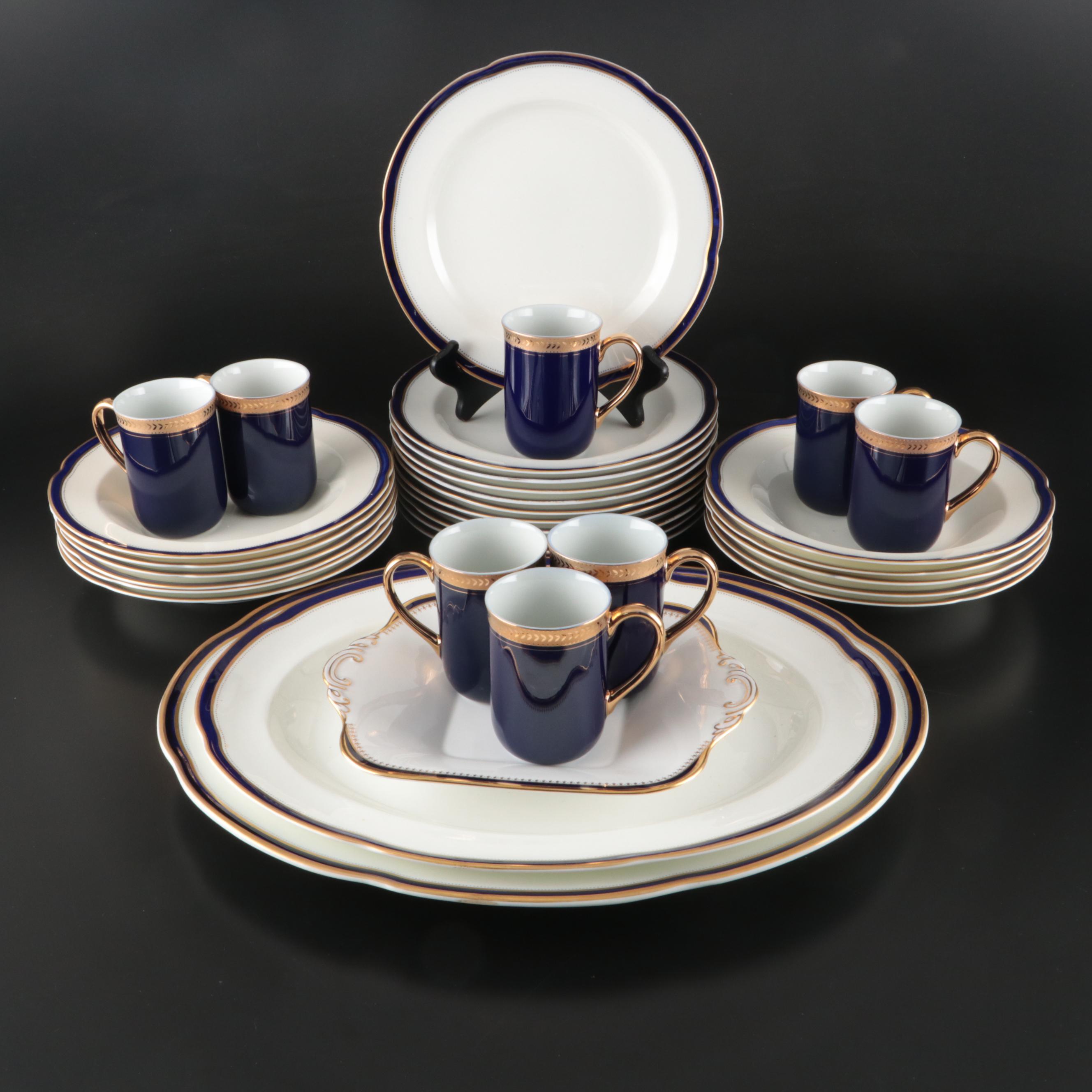 Crescent Bone China Dinnerware with Spode "Knightsbridge" Tray and Horchow Mugs