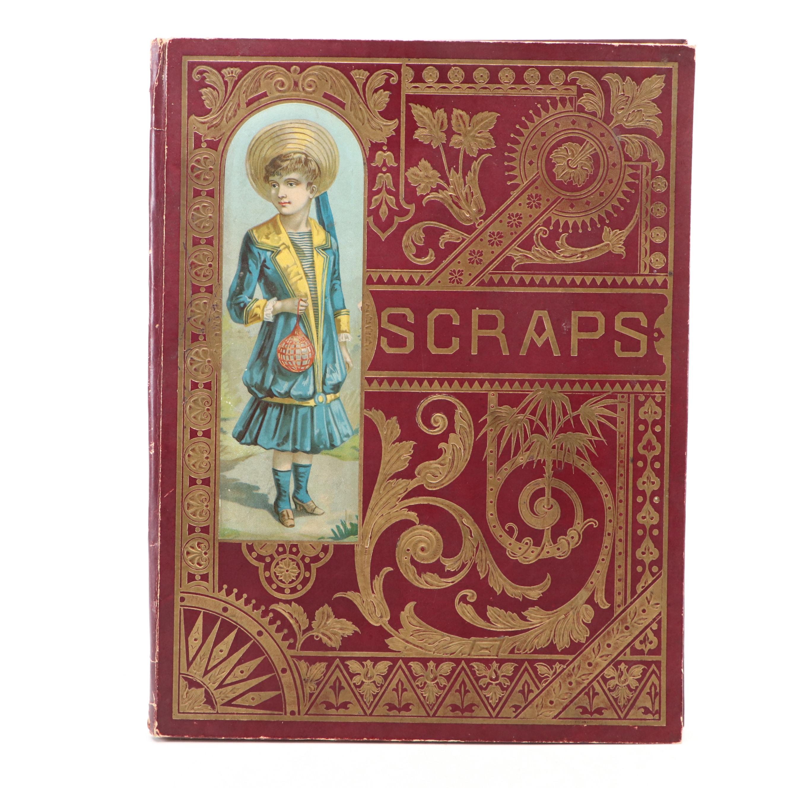 Tramp Art Doll Bed with Scrap Book and Miniature Ice Cream Parlor Chairs