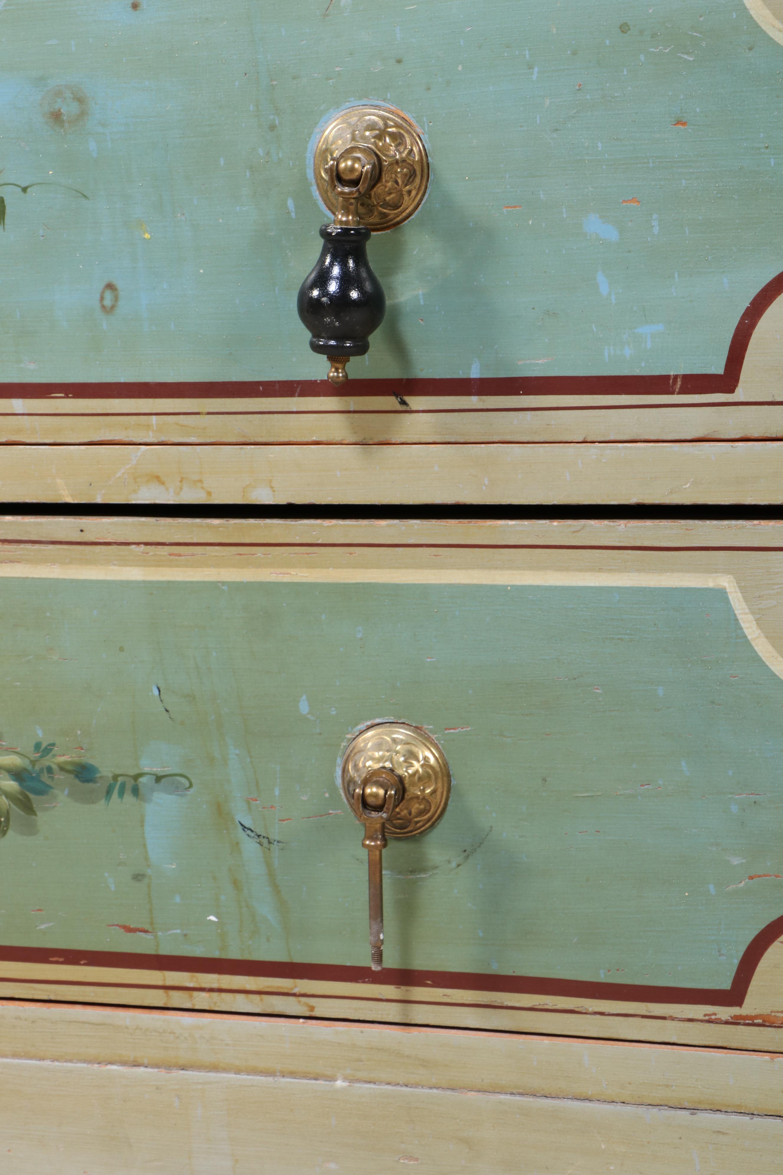 Victorian Paint-Decorated Pine Three-Drawer "Cottage" Chest, Late 19th Century