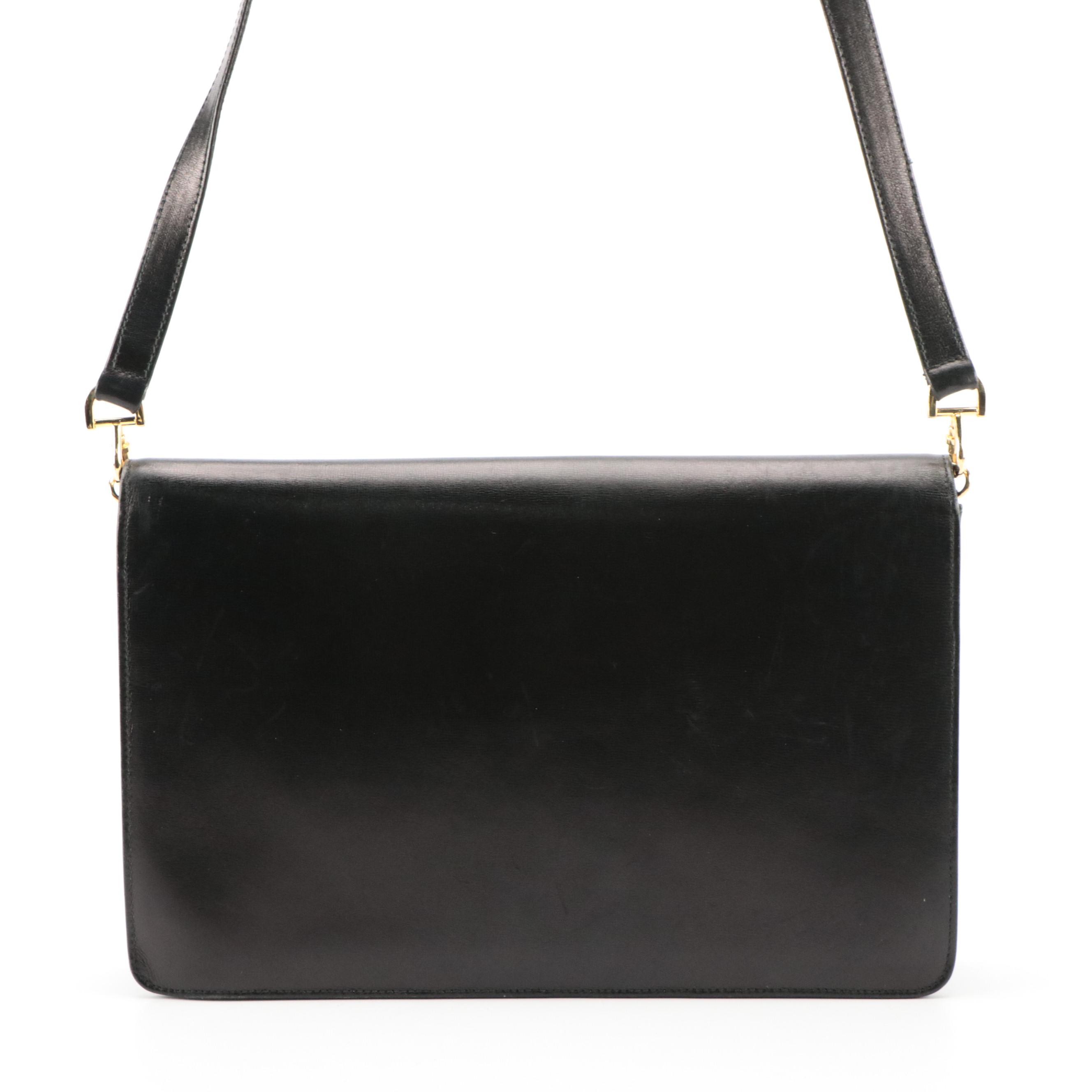Salvatore Ferragamo Firenze Convertible Clutch in Black Leather