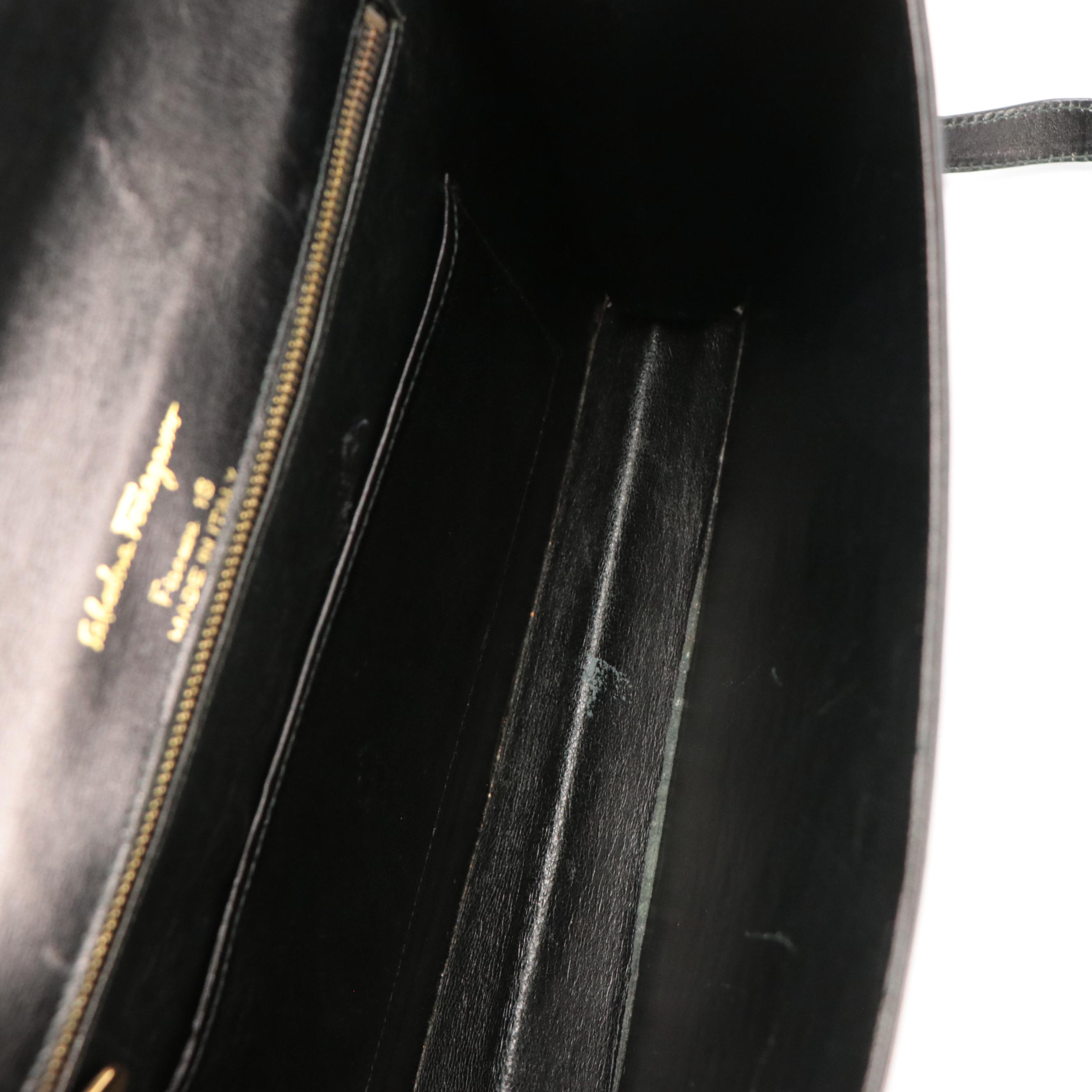 Salvatore Ferragamo Firenze Convertible Clutch in Black Leather