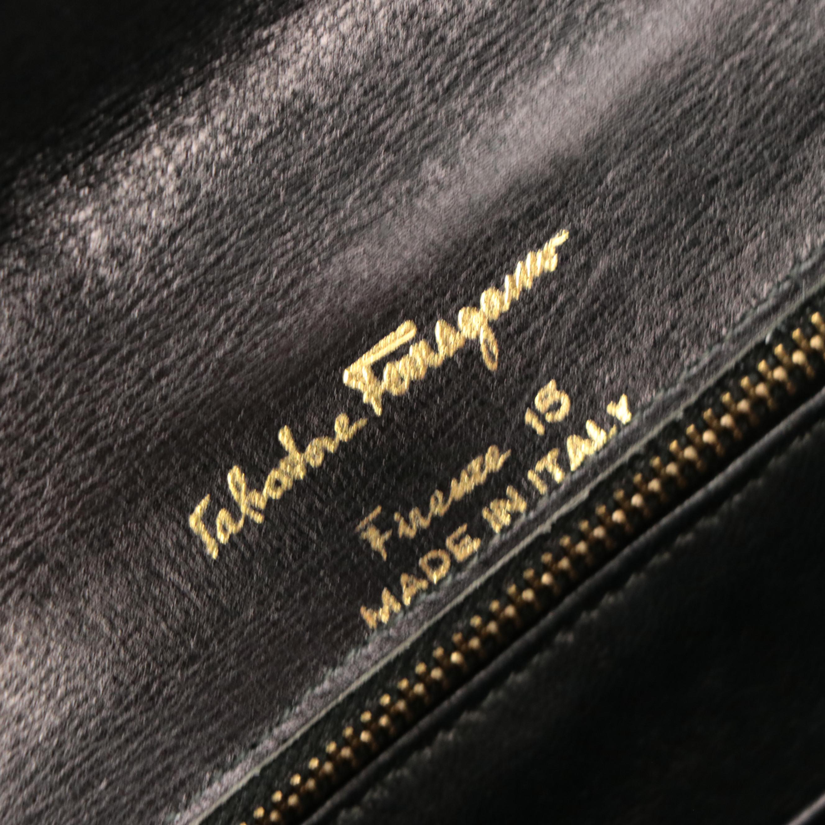 Salvatore Ferragamo Firenze Convertible Clutch in Black Leather