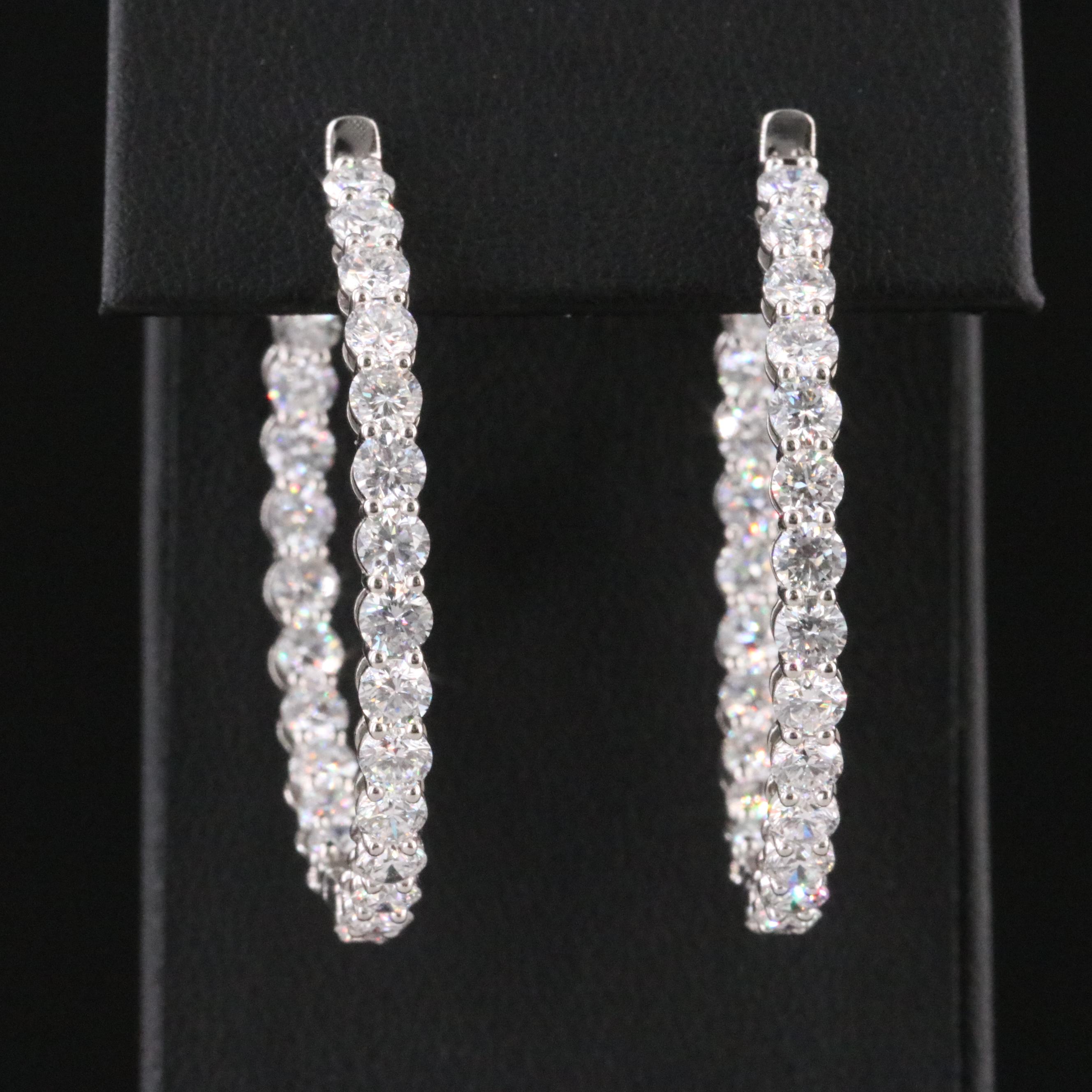 Platinum 6.79 CTW Lab Grown Diamond Inside Out Hoop Earrings