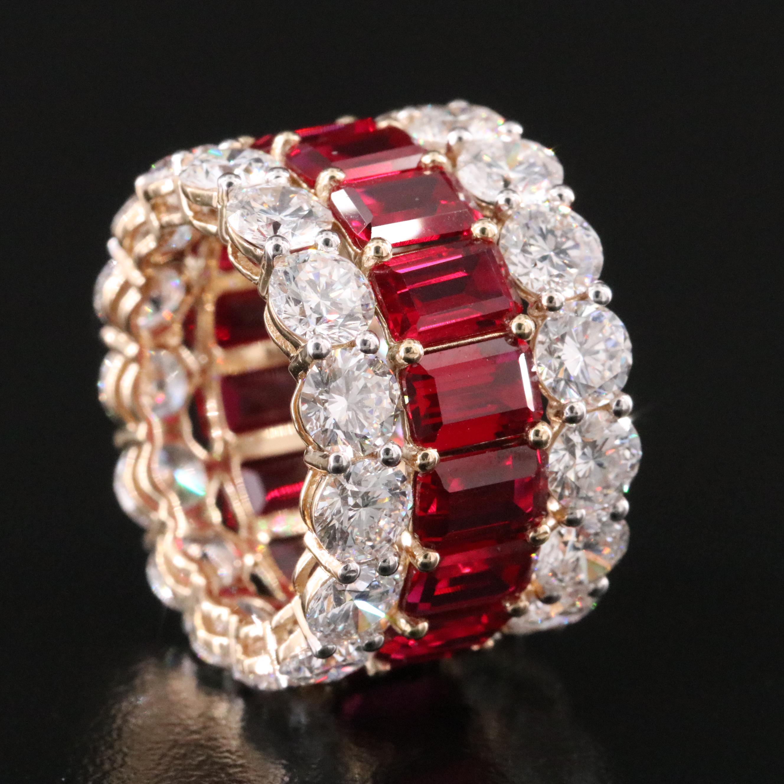 14K 11.20 CTW Ruby and 10.14 CTW Lab Grown Diamond Eternity Band