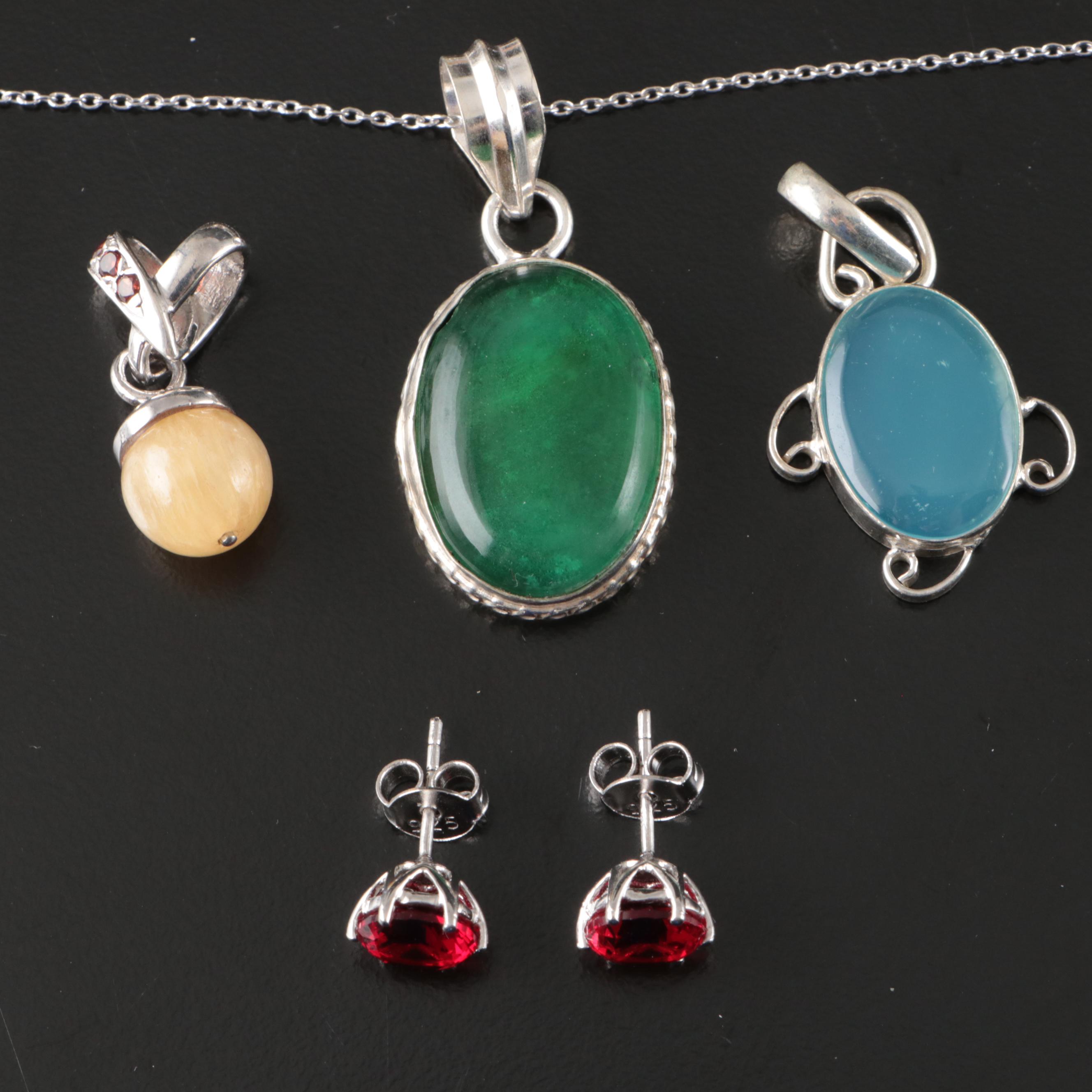 17 Assorted Sterling Silver Bracelets, Earrings, Necklaces, Pendants, and Rings