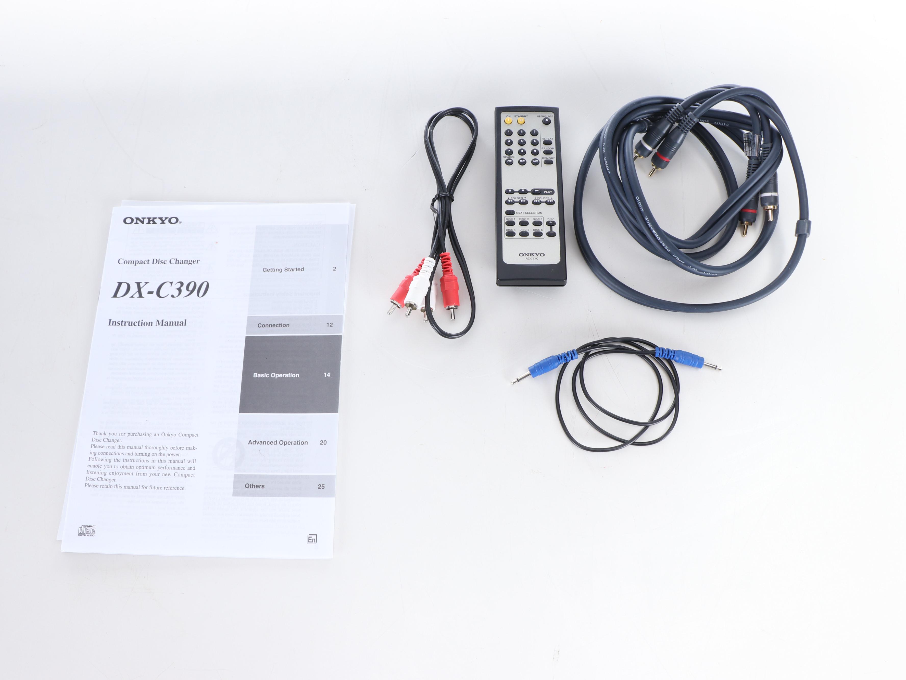 Onkyo CD Changer with Remote and Audio Cables, Model DX-C390