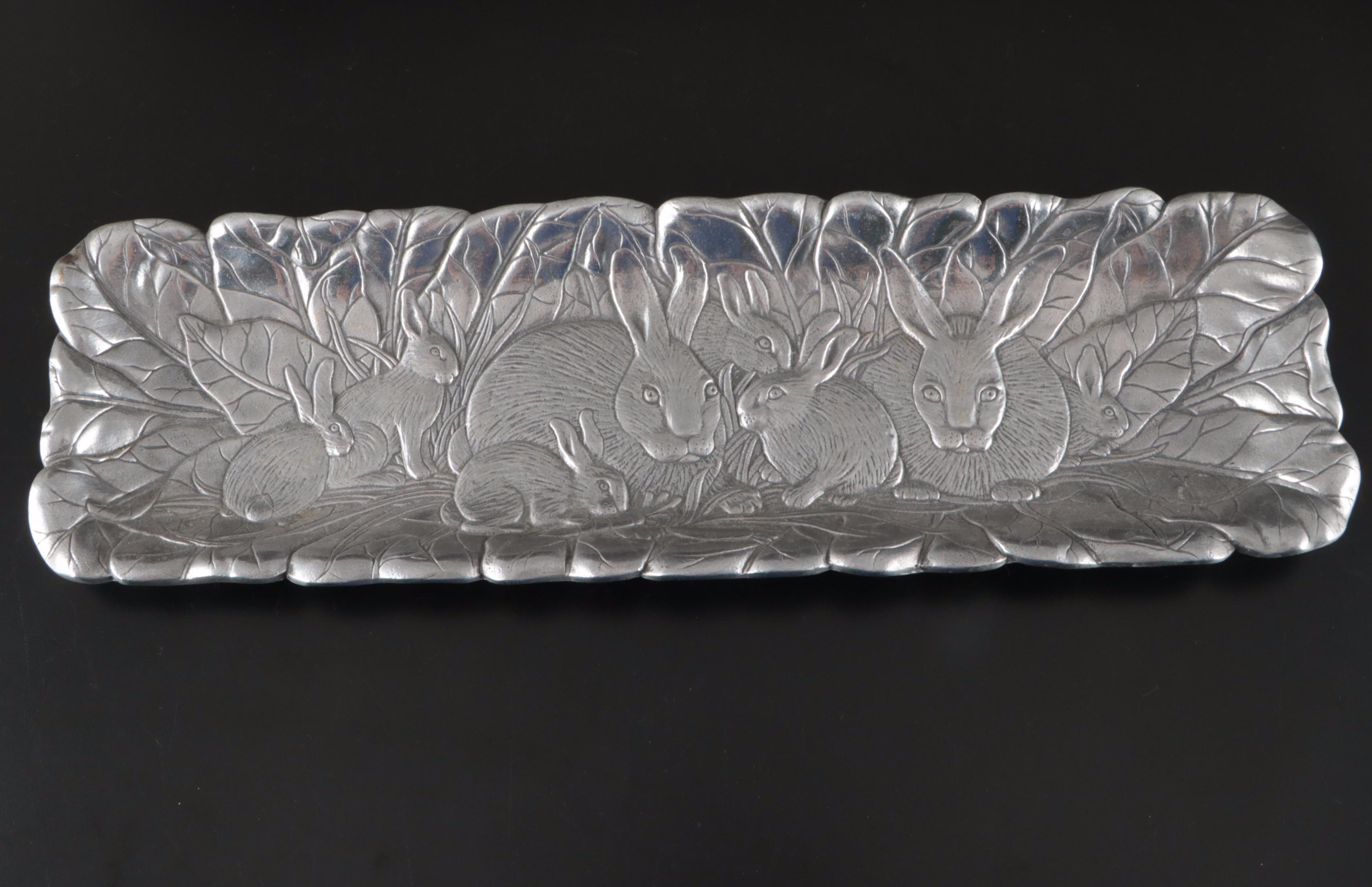 Arthur Court "Bunnies" Water Pitcher and Oblong Tray