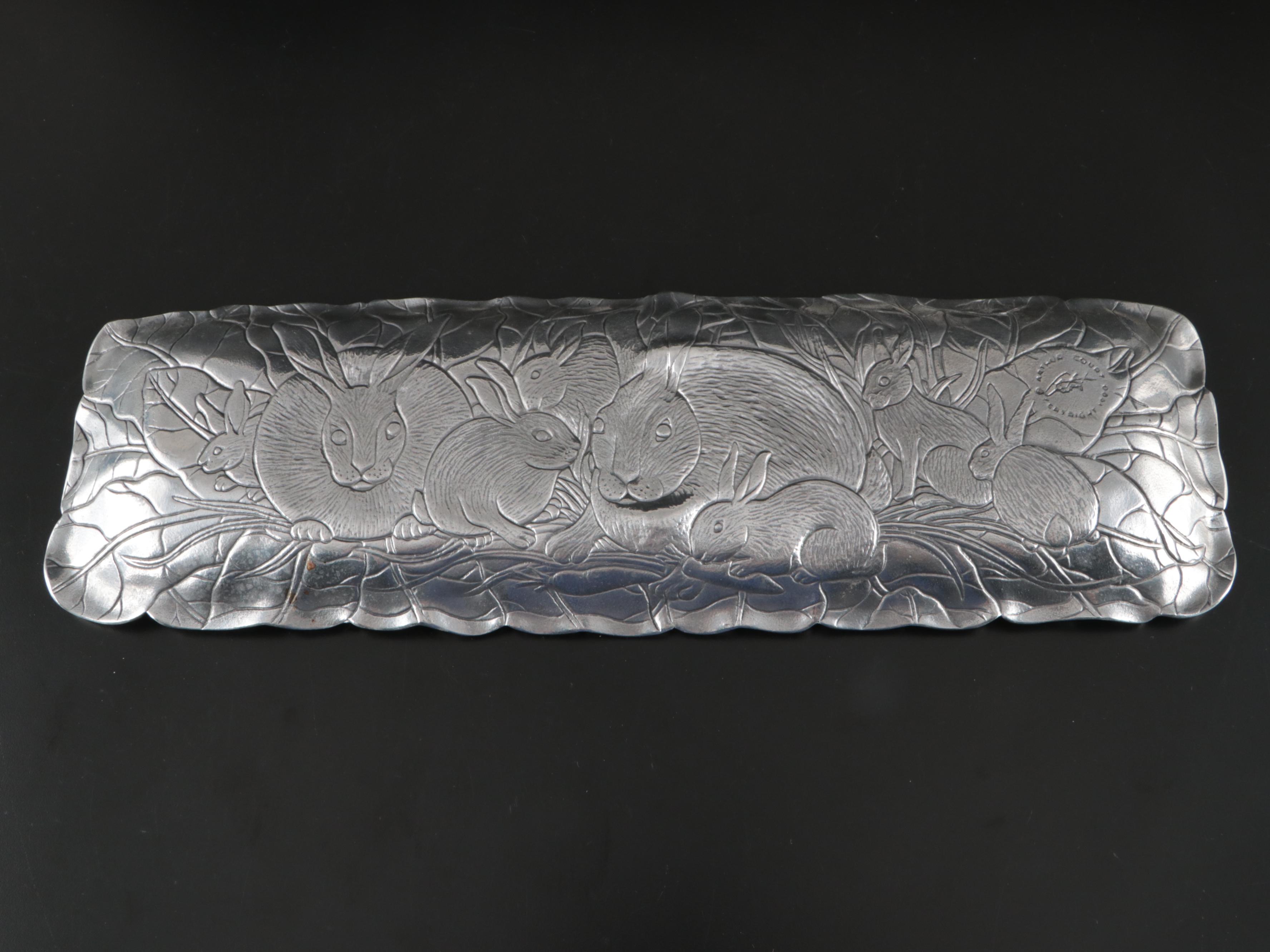 Arthur Court "Bunnies" Water Pitcher and Oblong Tray