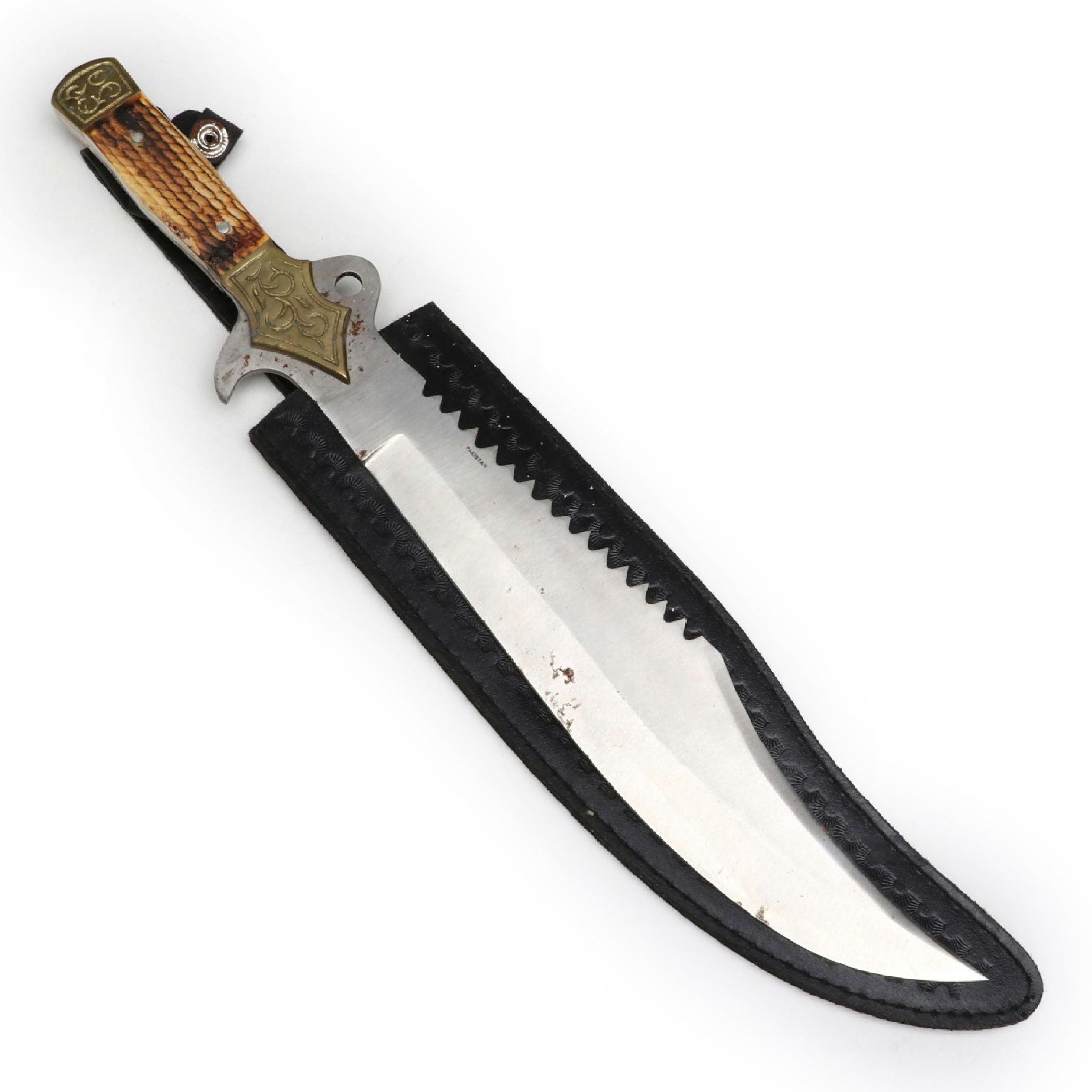 Chipaway Cutlery Metal Handled Bowie Knife with Leather Case