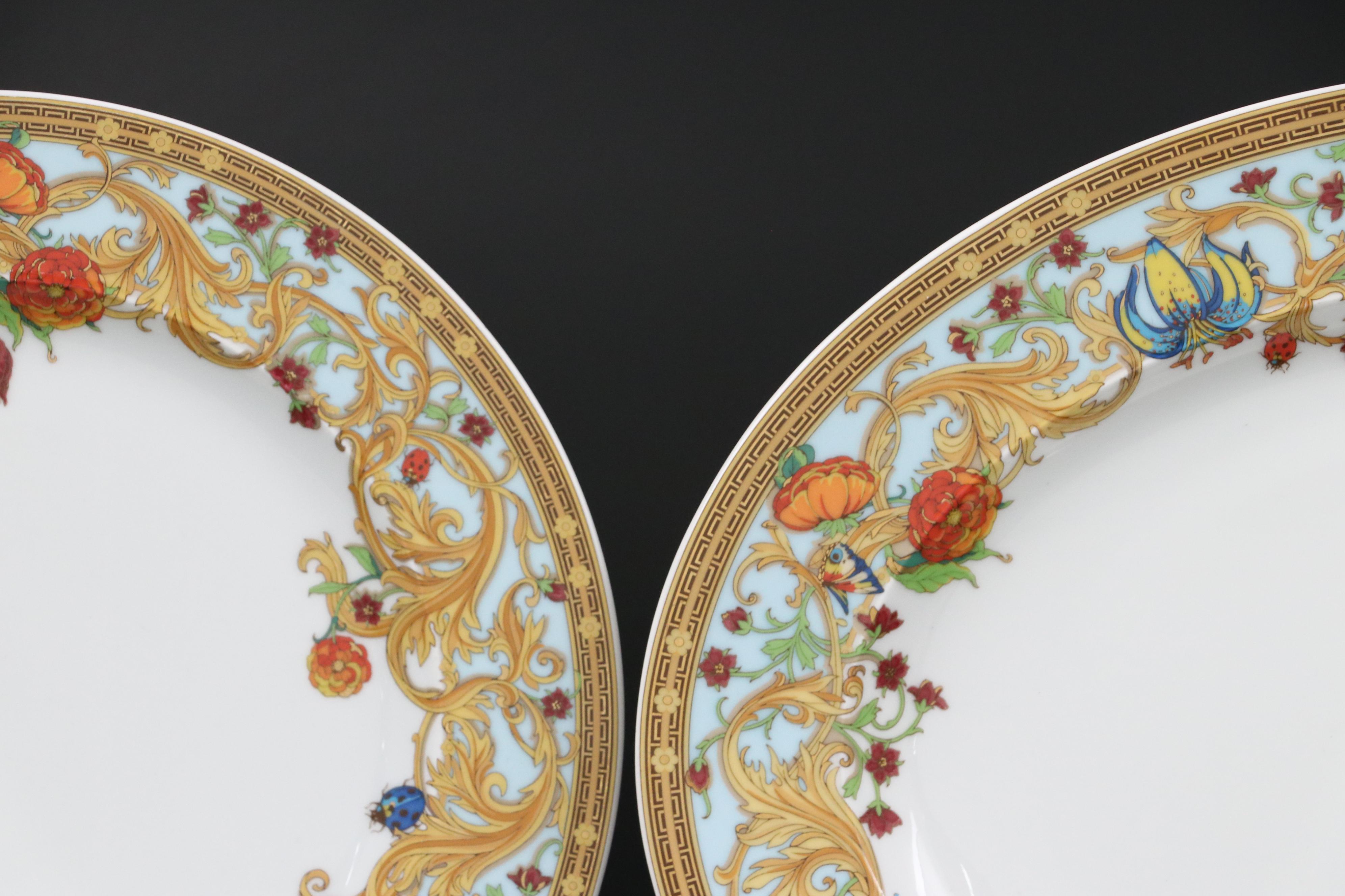 Rosenthal Versace "Le Jardin" Porcelain Plates and Bowls with Tray