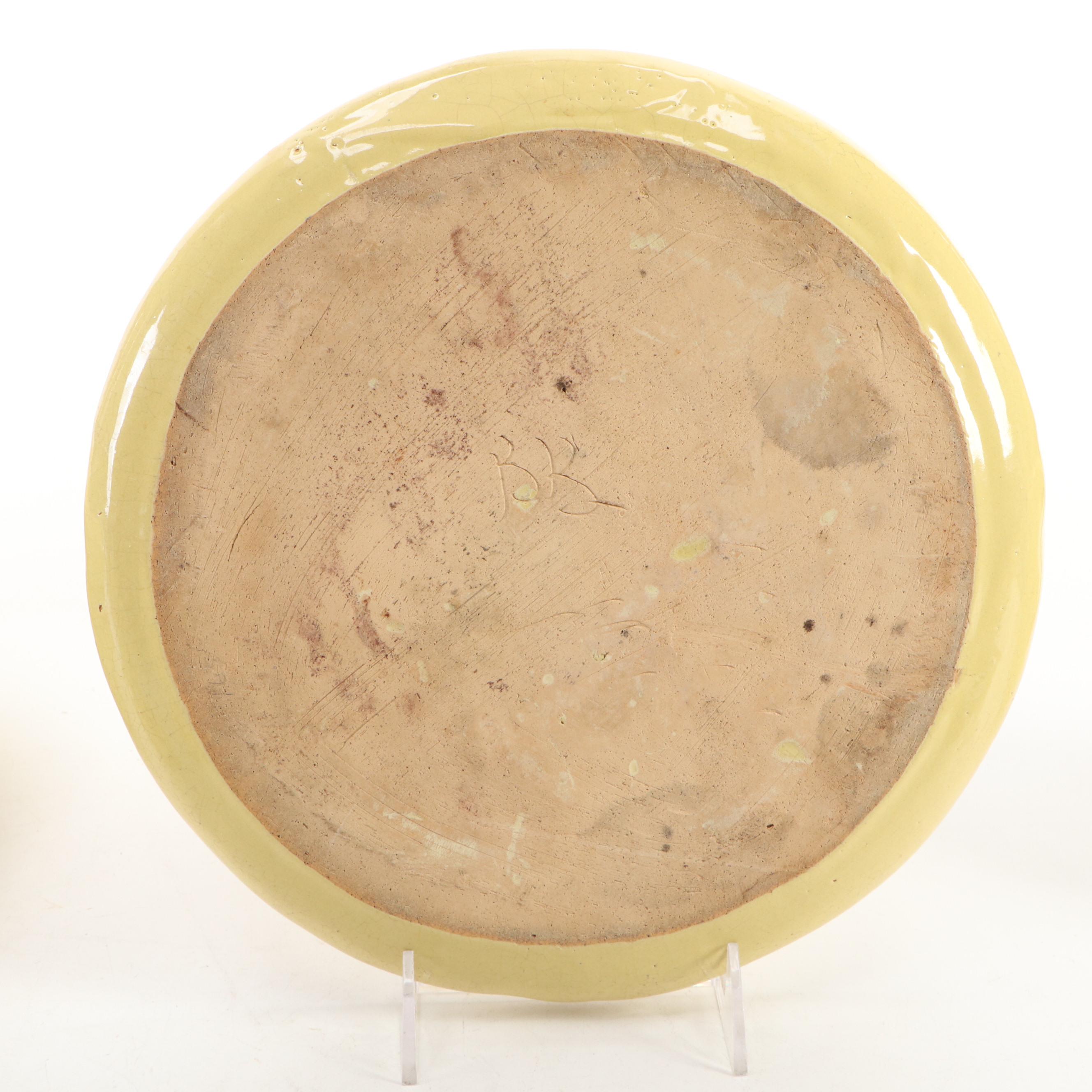 Bybee Pottery Yellow Glazed Bird Shaped Pitcher with Other Dinner and Tableware