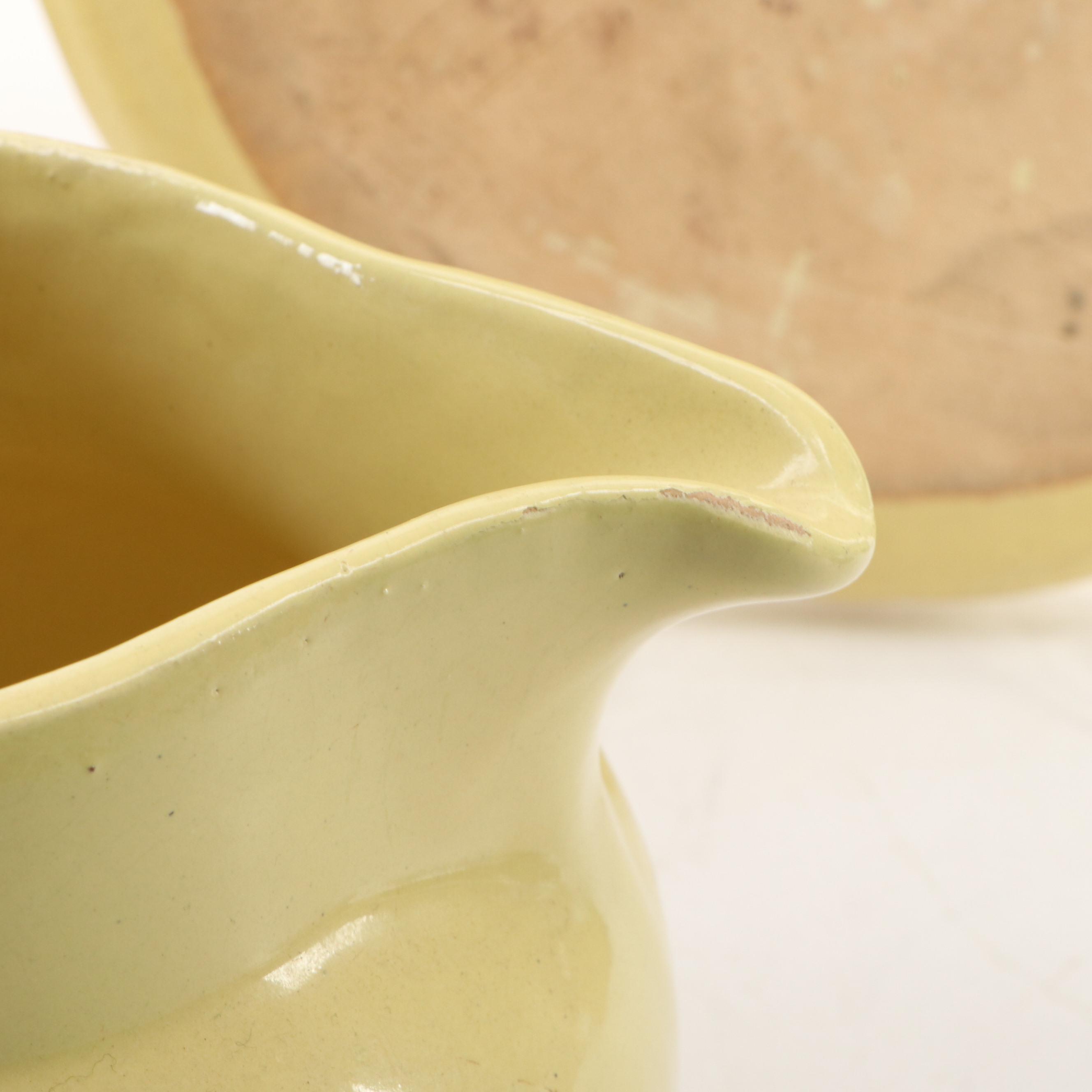 Bybee Pottery Yellow Glazed Bird Shaped Pitcher with Other Dinner and Tableware