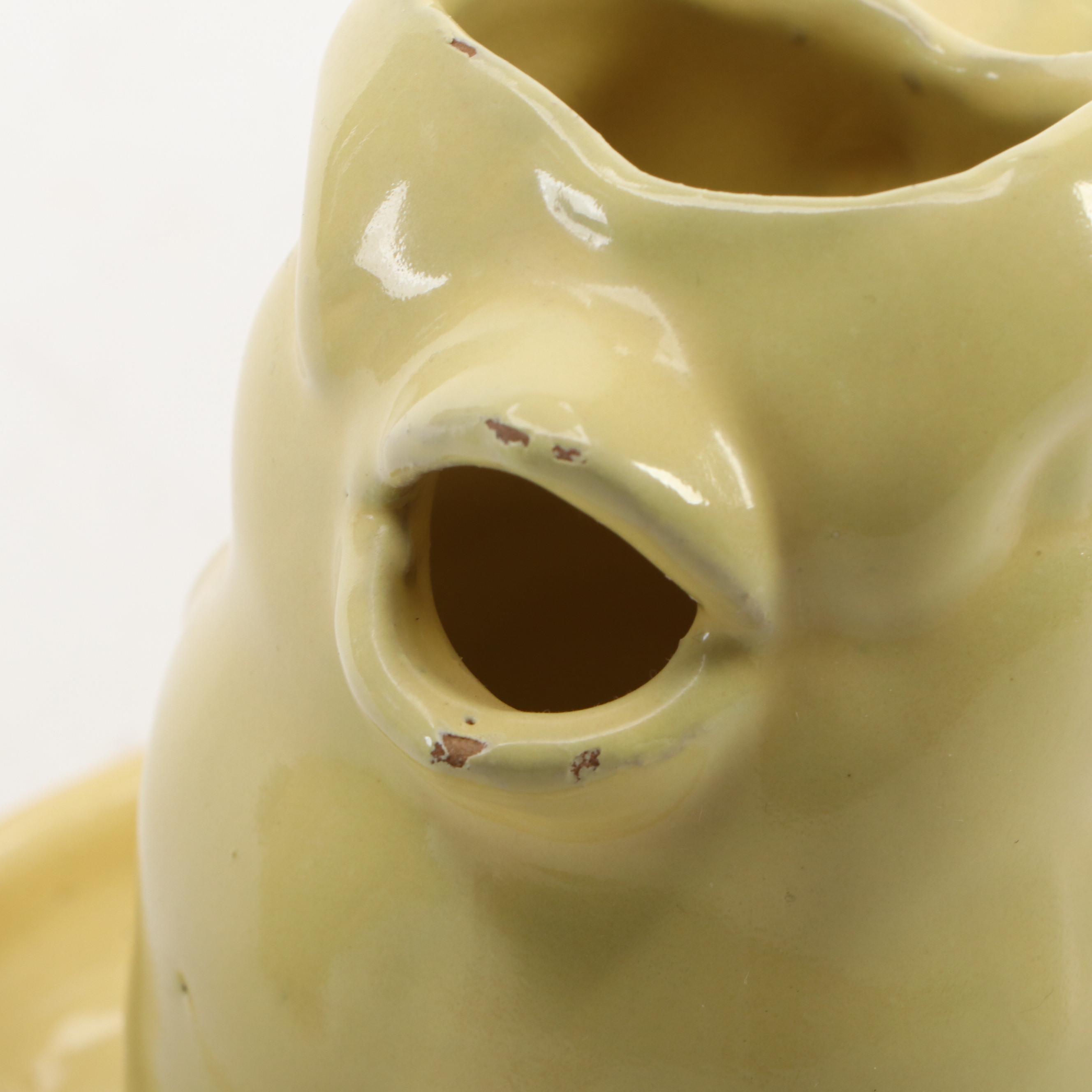 Bybee Pottery Yellow Glazed Bird Shaped Pitcher with Other Dinner and Tableware