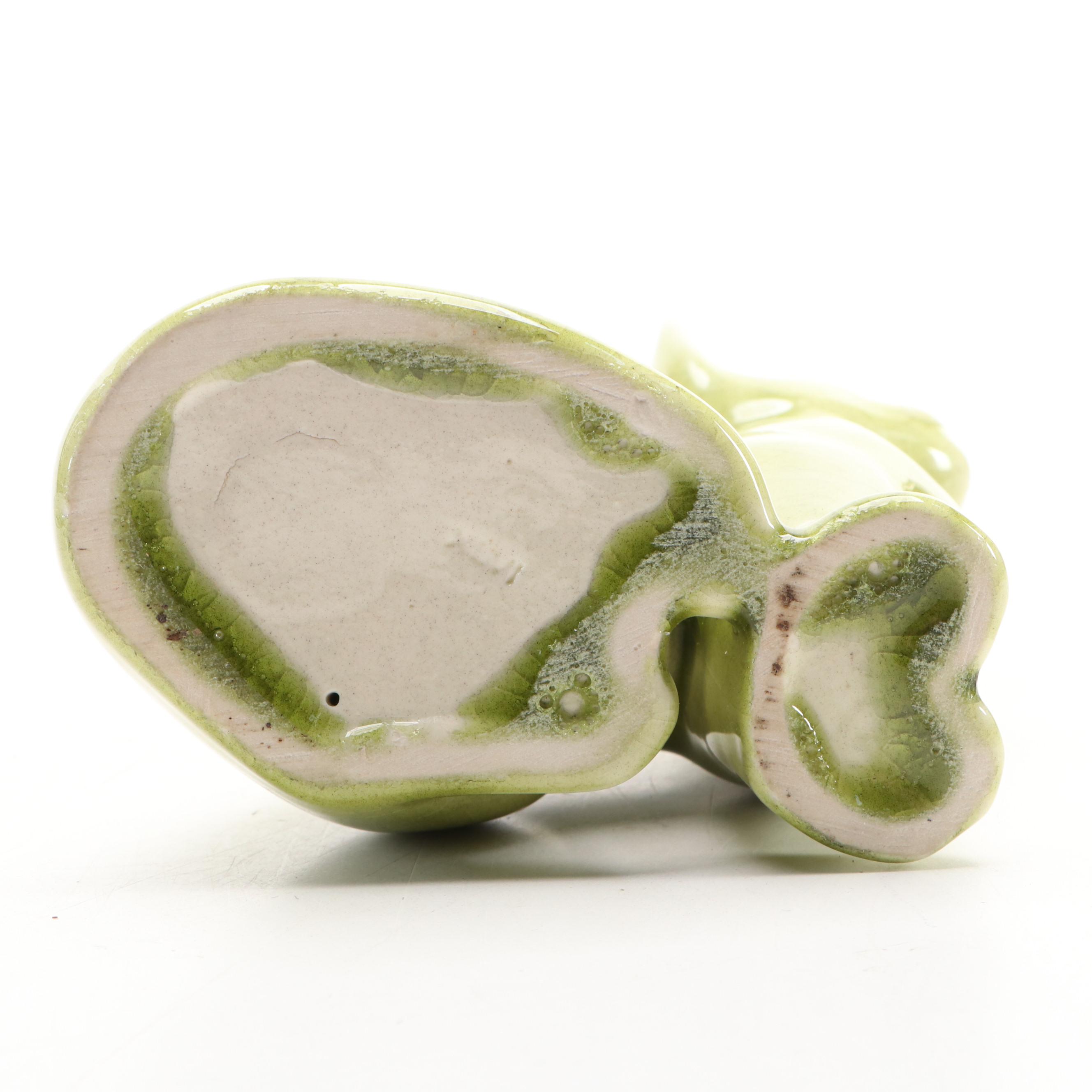 Rookwood Ceramic Green Glazed Cat Figurine