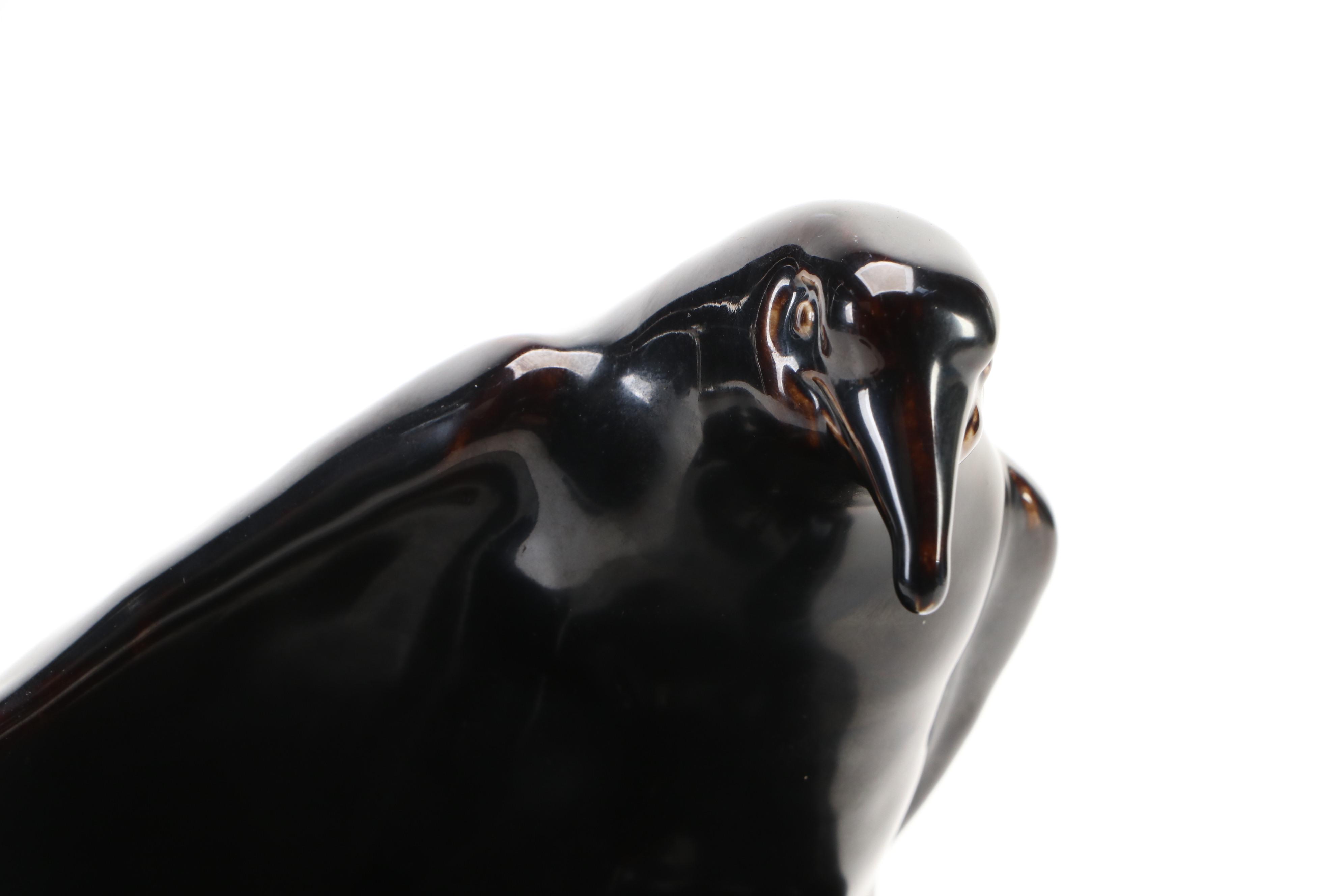 Rookwood Pottery Ceramic Ashtray with Raven, Mid-20th Century