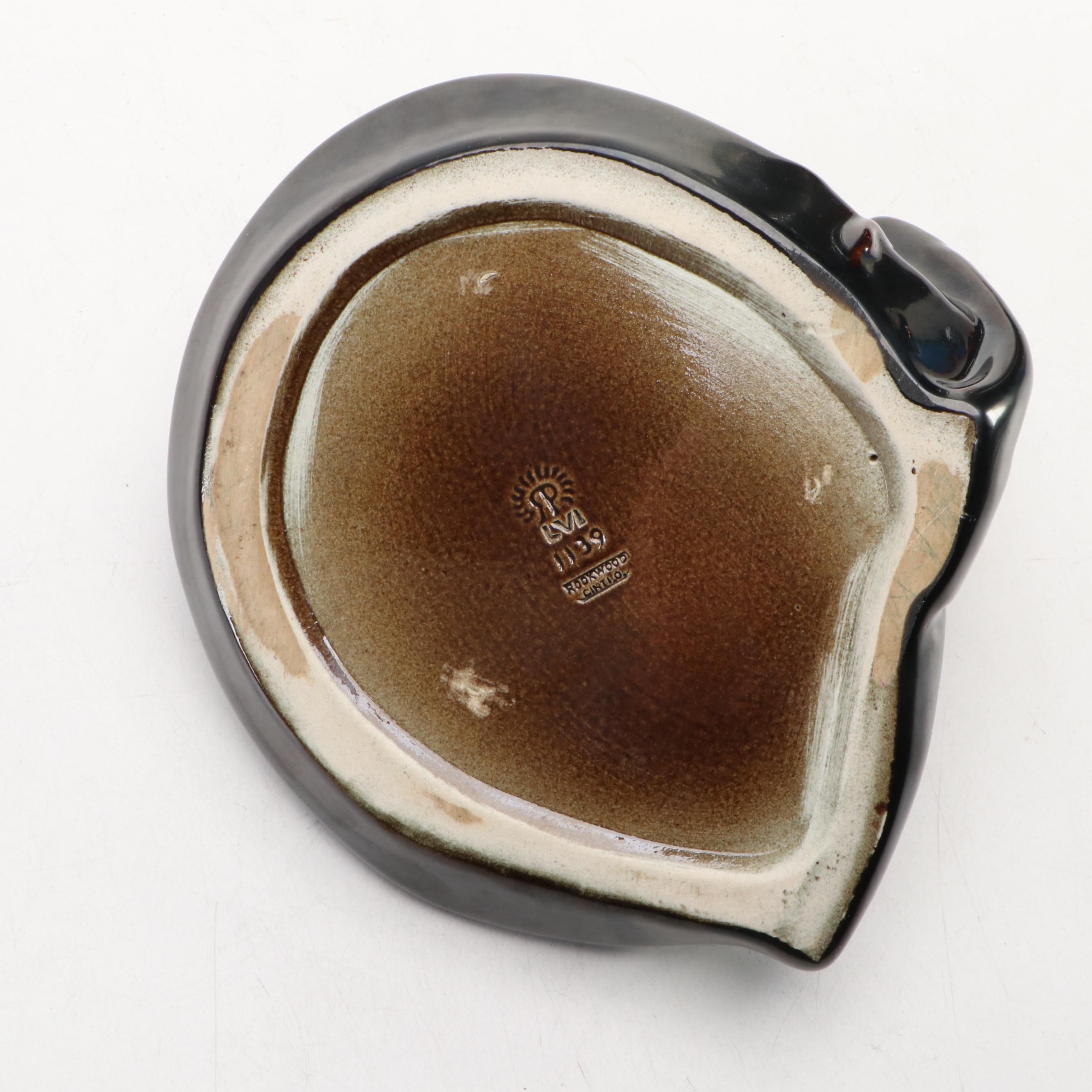 Rookwood Pottery Ceramic Ashtray with Raven, Mid-20th Century