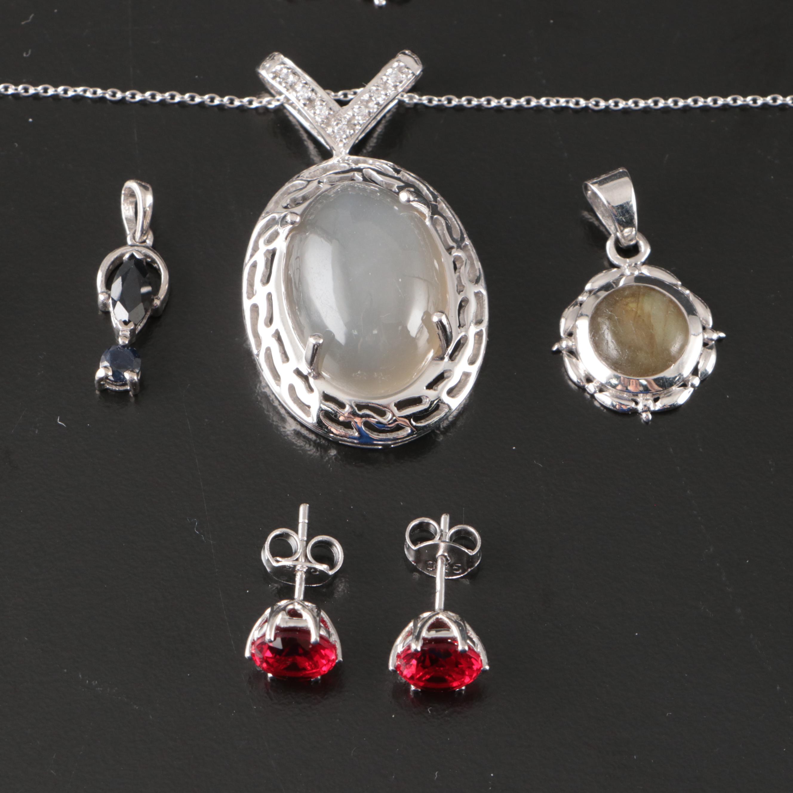 17 Assorted Sterling Silver Bracelets, Earrings, Necklaces, Pendants, and Rings