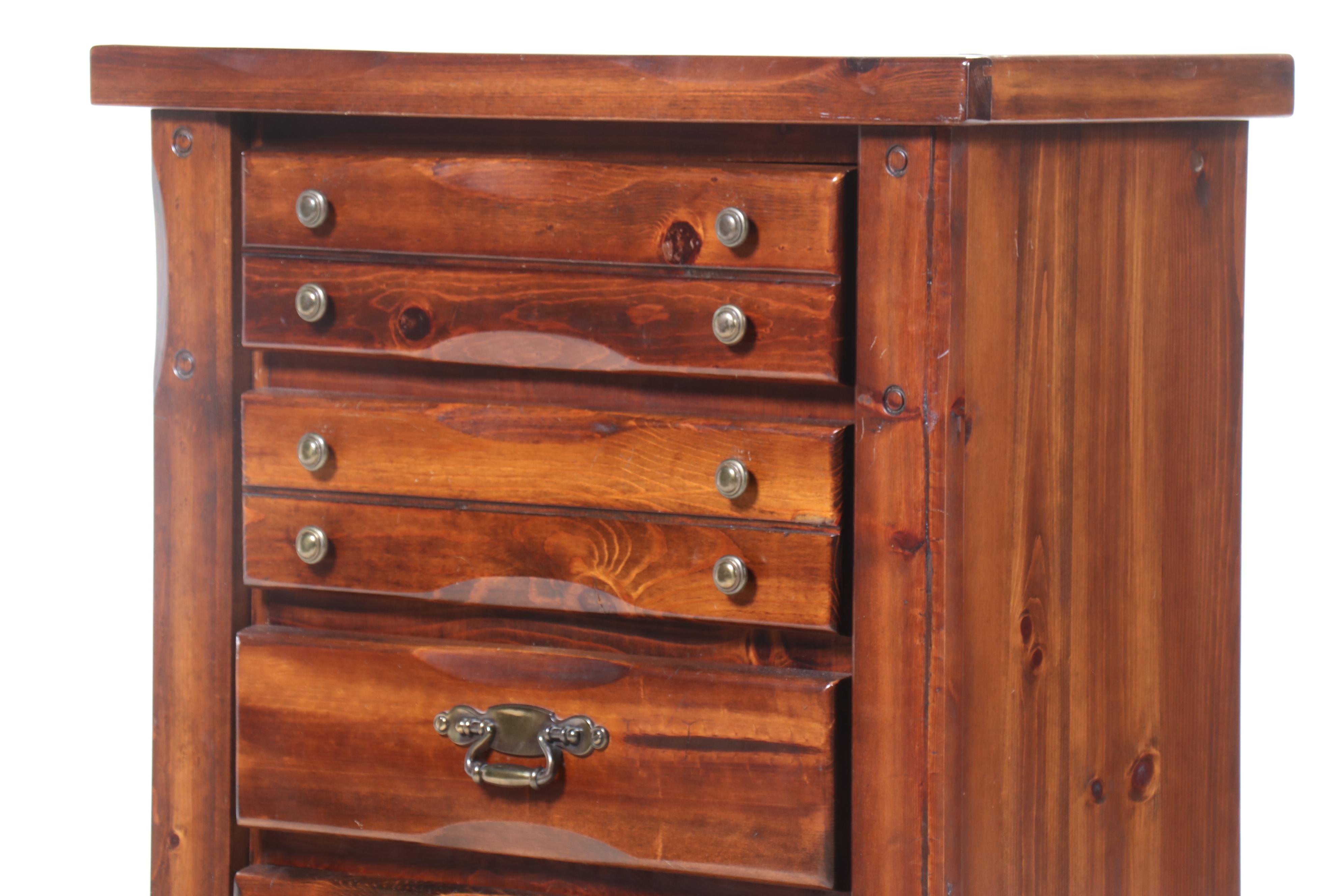 Rustic Style Pine Five-Drawer Chest, Late 20th Century