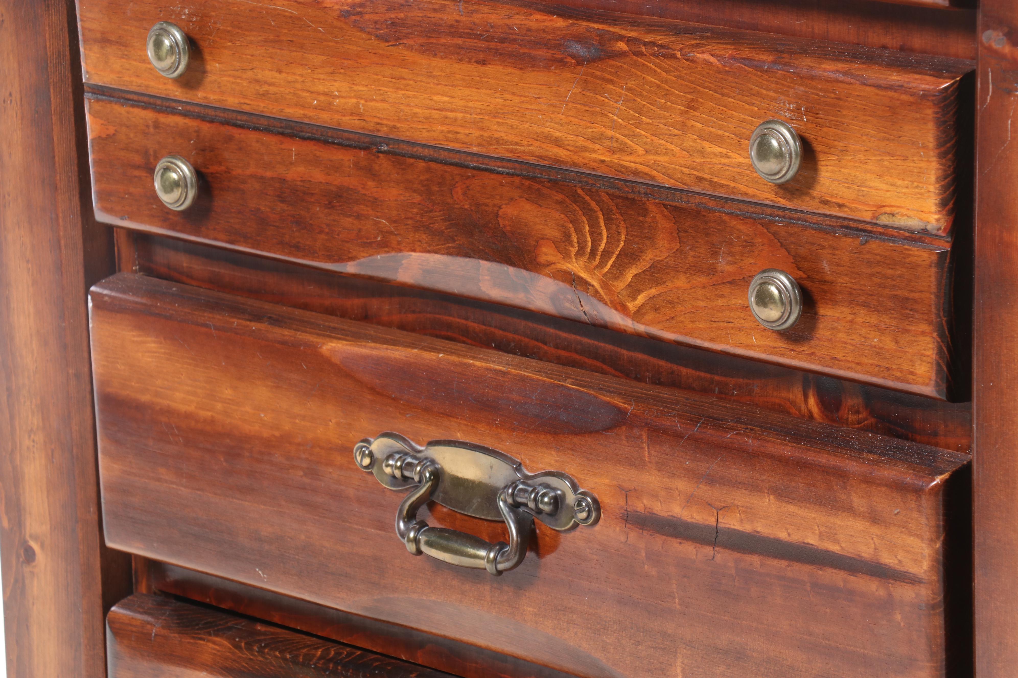 Rustic Style Pine Five-Drawer Chest, Late 20th Century