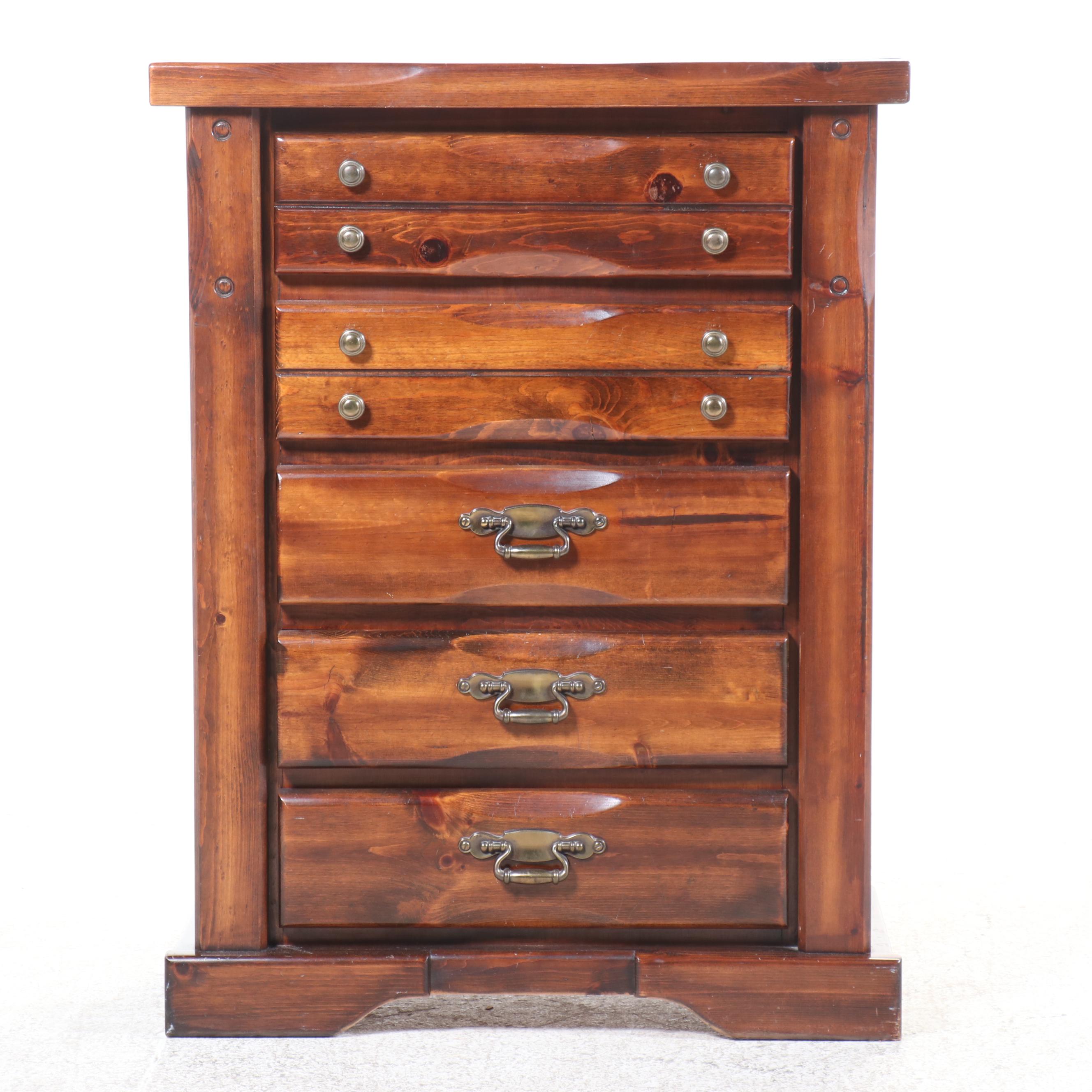 Rustic Style Pine Five-Drawer Chest, Late 20th Century