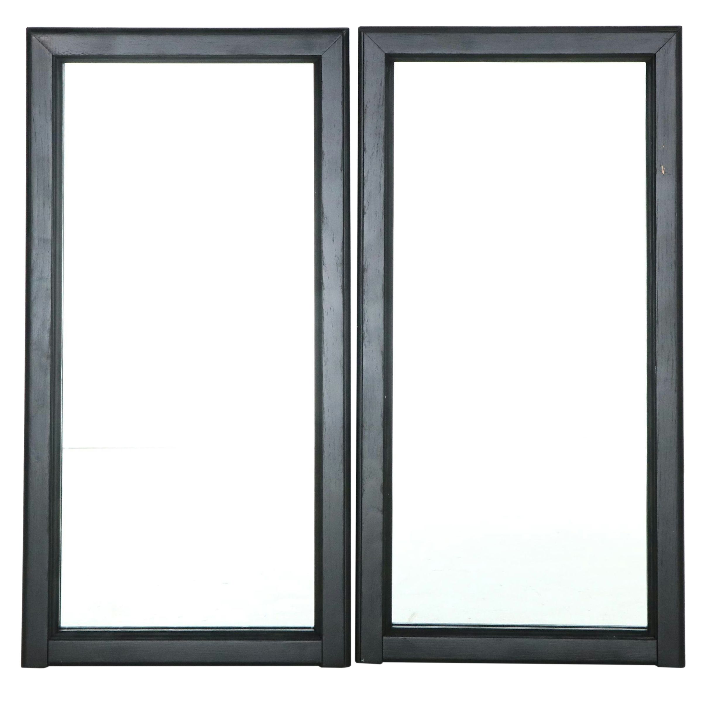 Pair of Ebonized Wood Framed Wall Mirrors